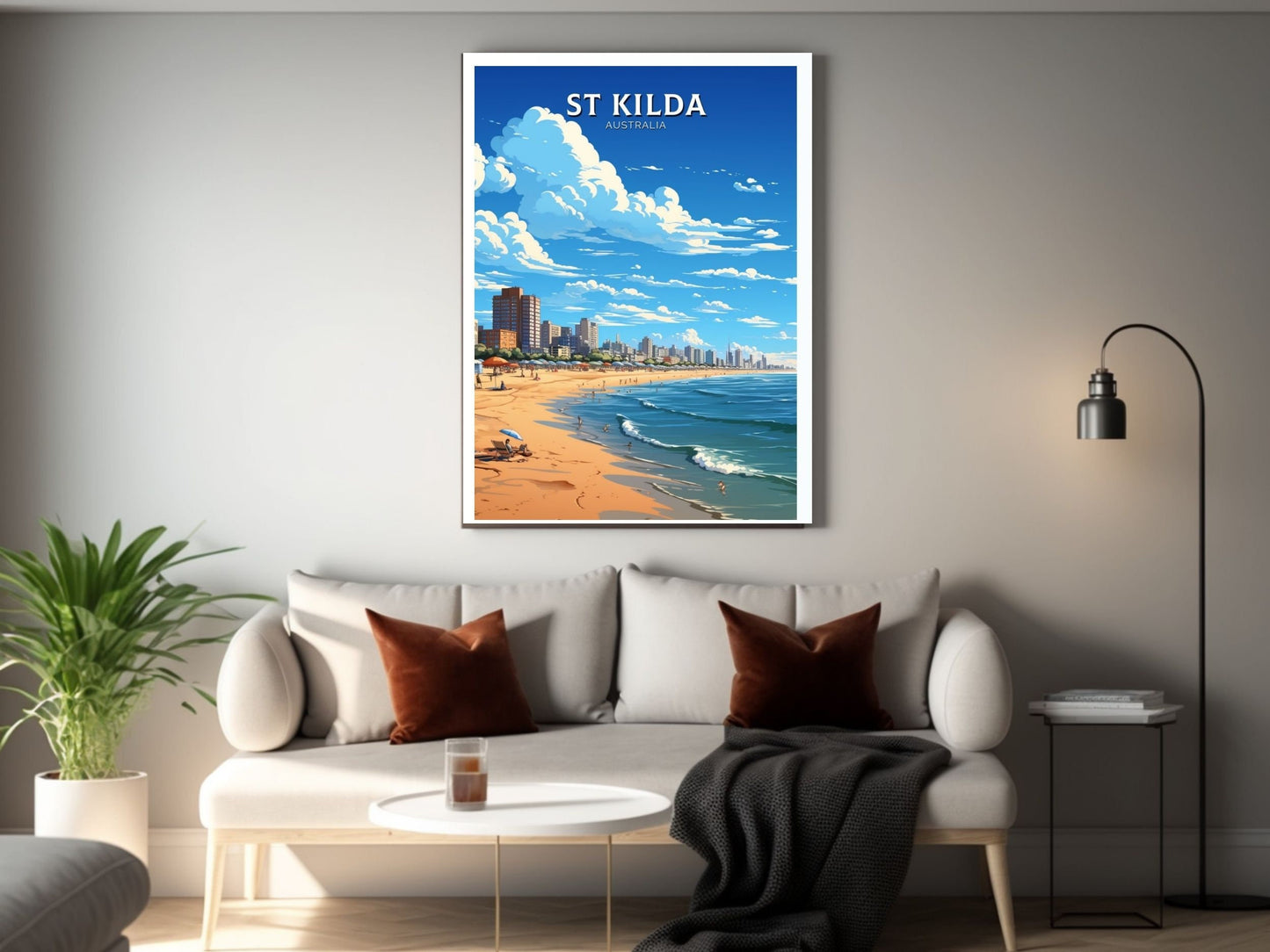 St Kilda Poster | Melbourne Print | Melbourne Wall Art | St. Kilda Beach | Australia Print | Melbourne Beach | Australia Poster | ID 611