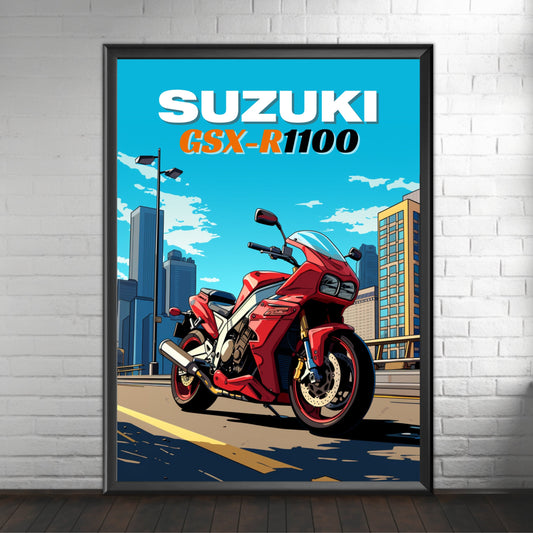 Suzuki GSXR-1100 Print, Suzuki GSXR-1100 Poster, Motorcycle Print, Motorbike Print, Bike Art, Bike Poster, Classic Bike Print, Vintage Bike