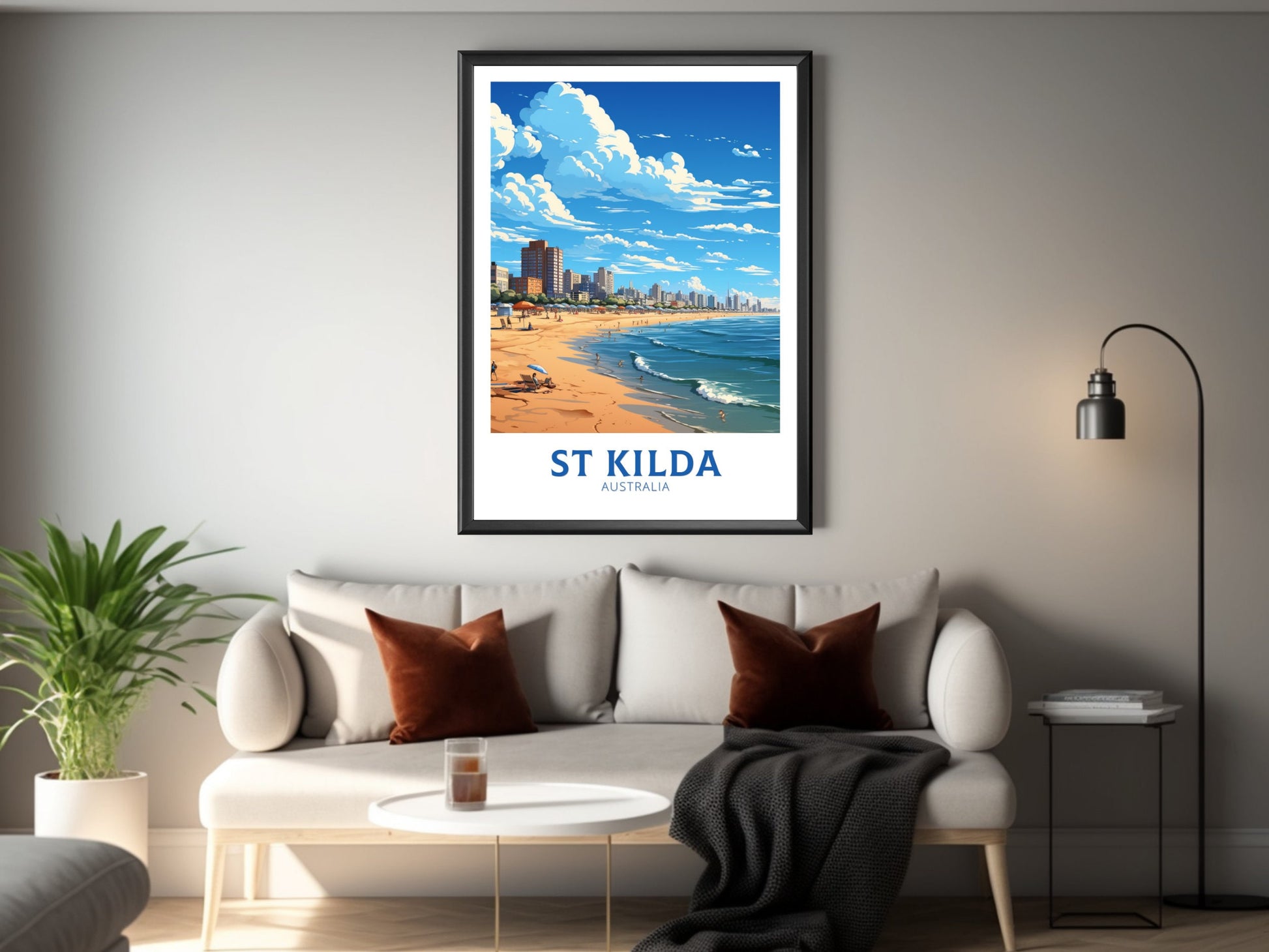 St Kilda Print | Melbourne Poster | Melbourne Wall Art | St. Kilda Beach | Australia Poster | Melbourne Beach | Australia Print | ID 642