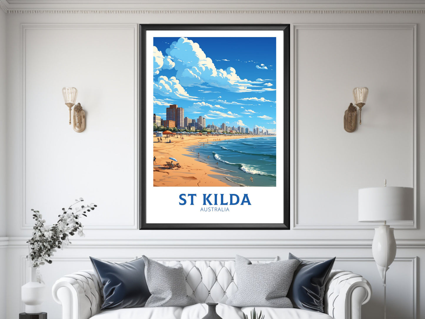 St Kilda Print | Melbourne Poster | Melbourne Wall Art | St. Kilda Beach | Australia Poster | Melbourne Beach | Australia Print | ID 642