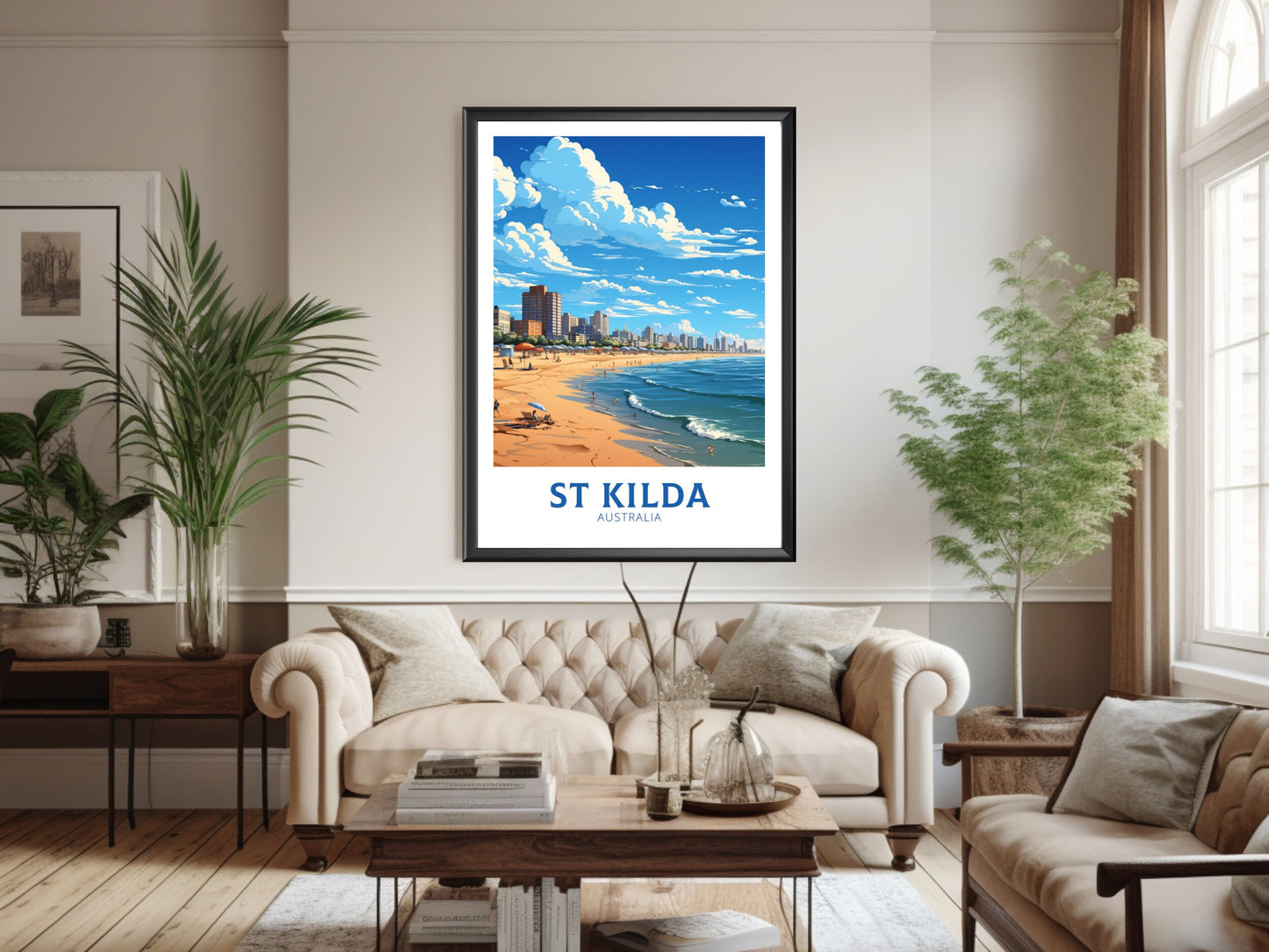 St Kilda Print | Melbourne Poster | Melbourne Wall Art | St. Kilda Beach | Australia Poster | Melbourne Beach | Australia Print | ID 642