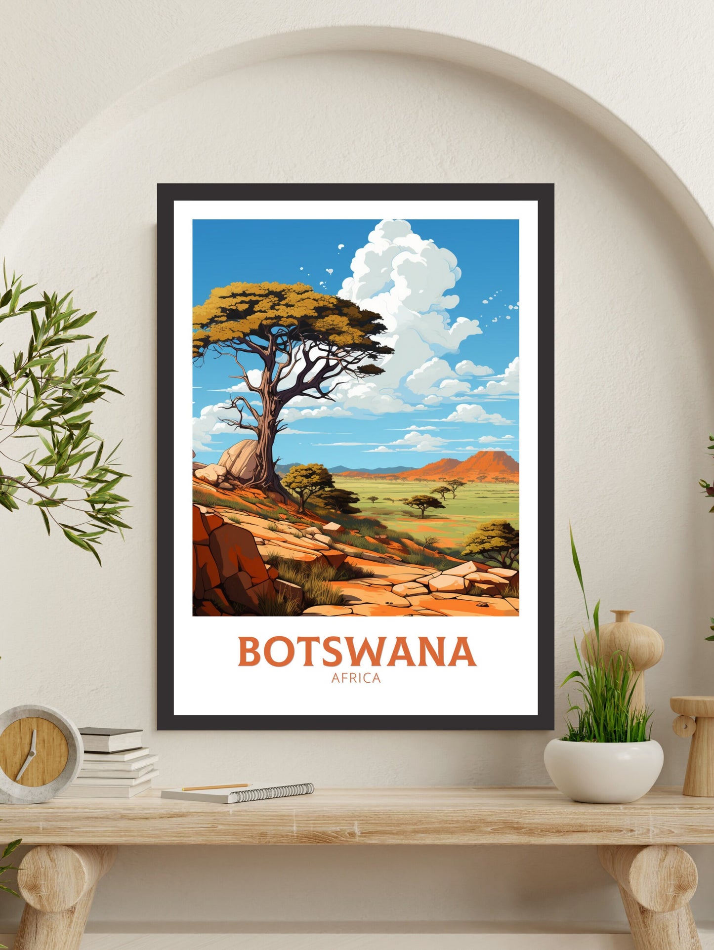 Botswana Travel Poster | Botswana Illustration | Botswana Wall Art | Africa Poster | Botswana Art | Botswana Print | Tsodilo Hills | ID 641