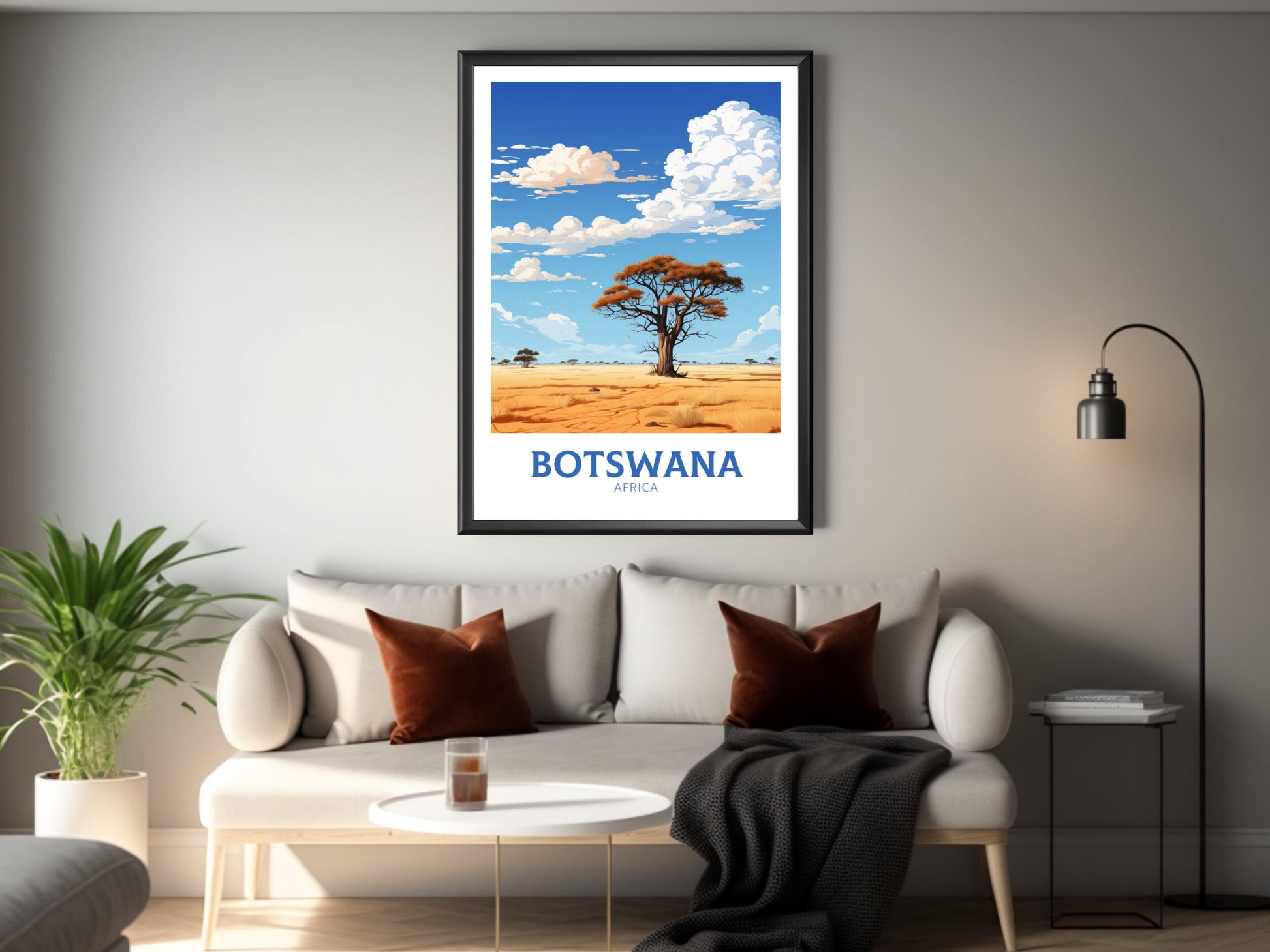 Botswana Travel Poster | Botswana Illustration | Botswana Wall Art | Africa Poster | Botswana Art | Botswana Print | Kalahari Game | ID 640