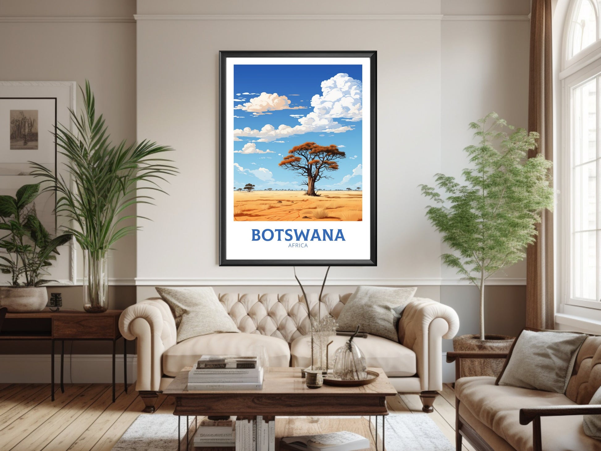 Botswana Travel Poster | Botswana Illustration | Botswana Wall Art | Africa Poster | Botswana Art | Botswana Print | Kalahari Game | ID 640