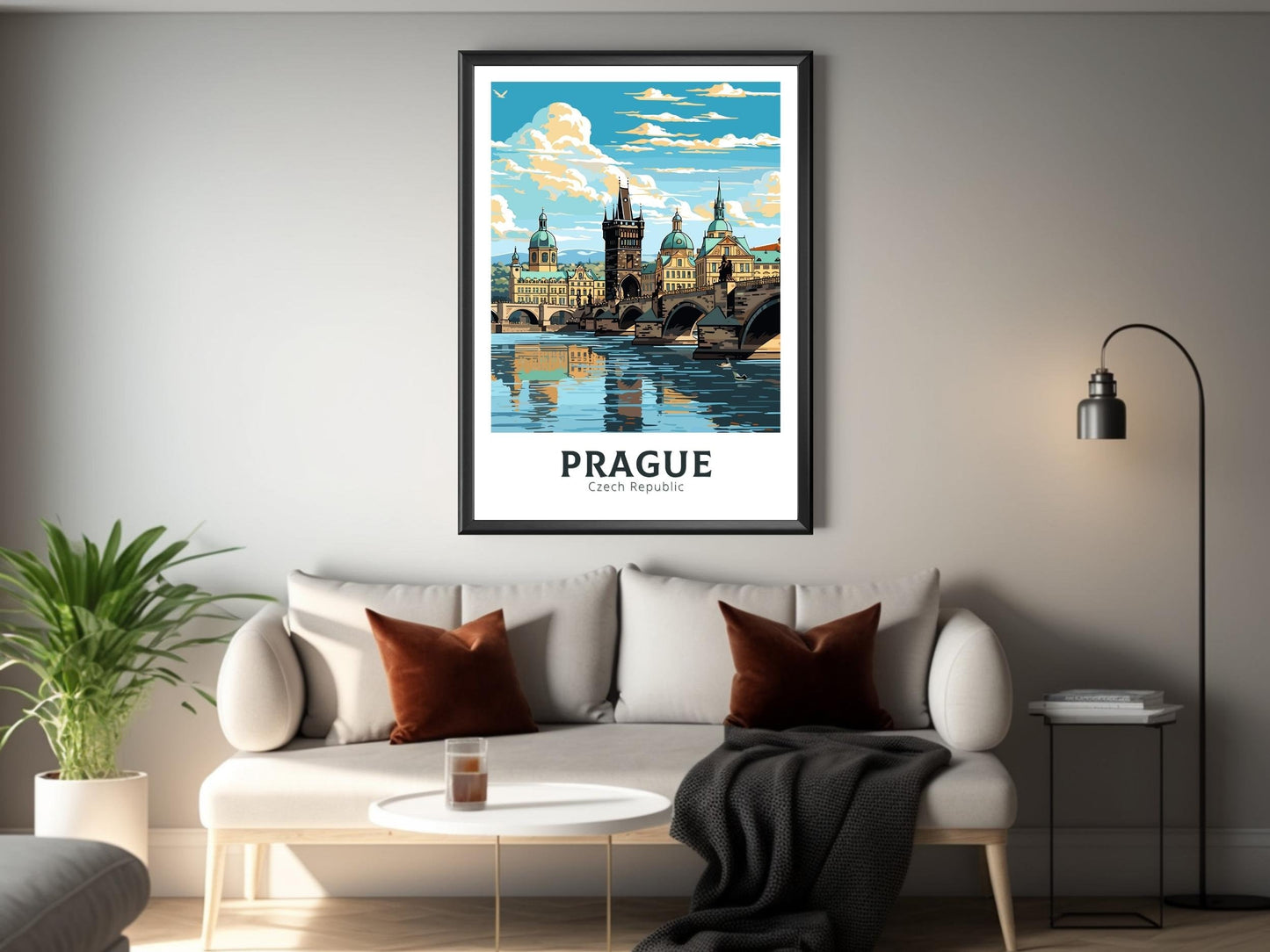 Prague Travel Print | Prague Charles Bridge | Illustration | Prague Art | Czech Republic Print | Prague Home Décor | Prague Poster | ID 599