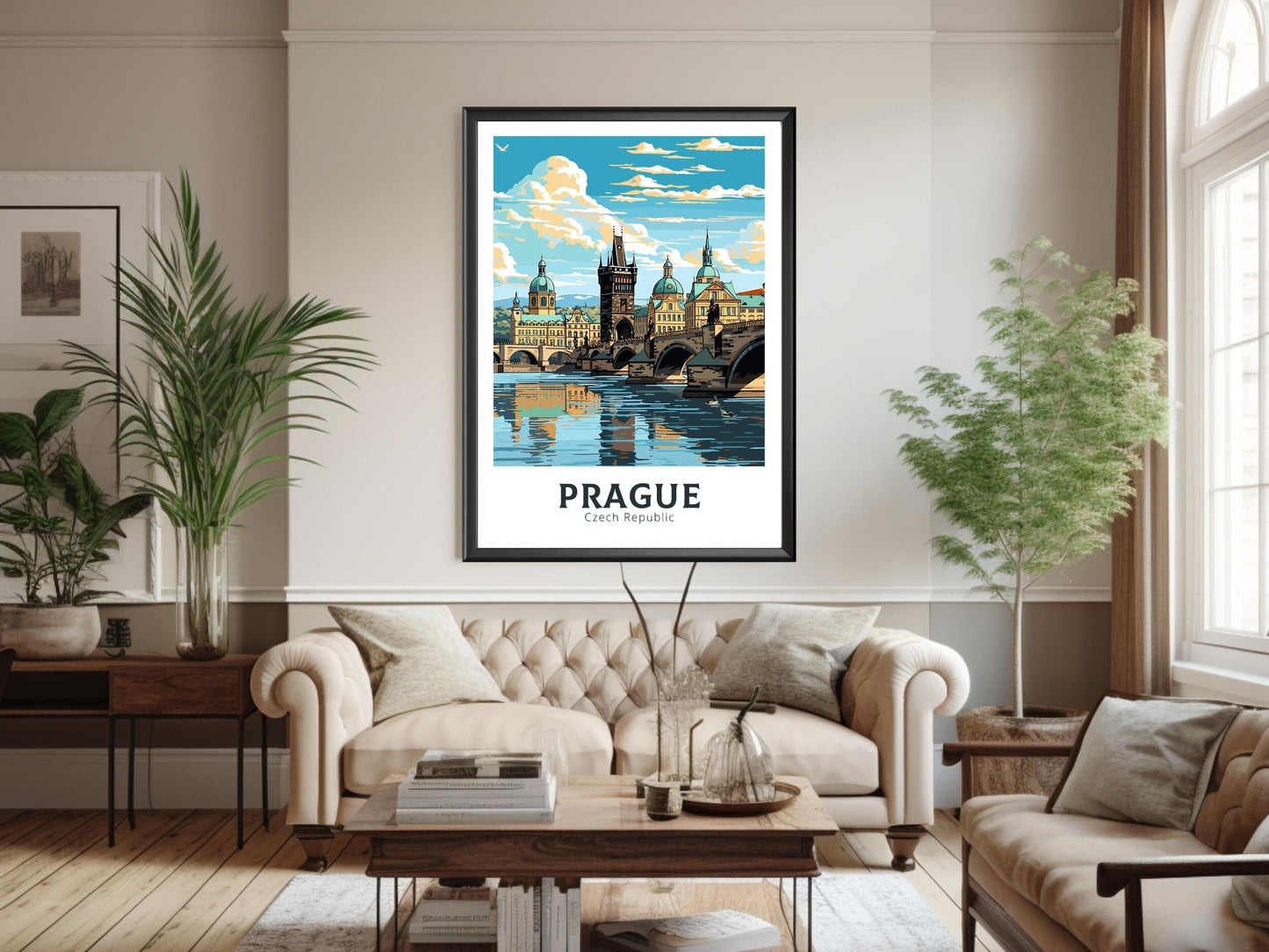 Prague Travel Print | Prague Charles Bridge | Illustration | Prague Art | Czech Republic Print | Prague Home Décor | Prague Poster | ID 599