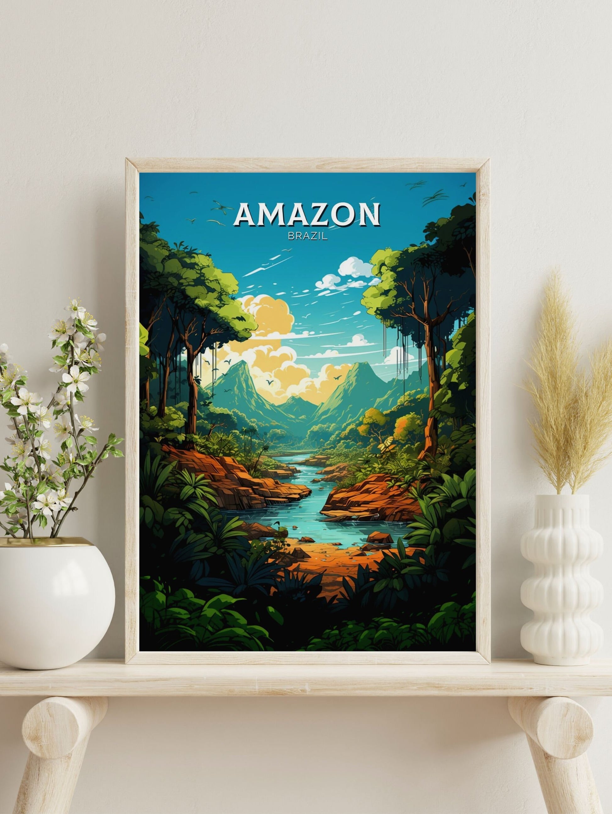 Amazon Forest Travel poster | Amazon Forest Print | Brazil Wall Art | Amazon Forest Brazil travel print | Housewarming gift | ID 644