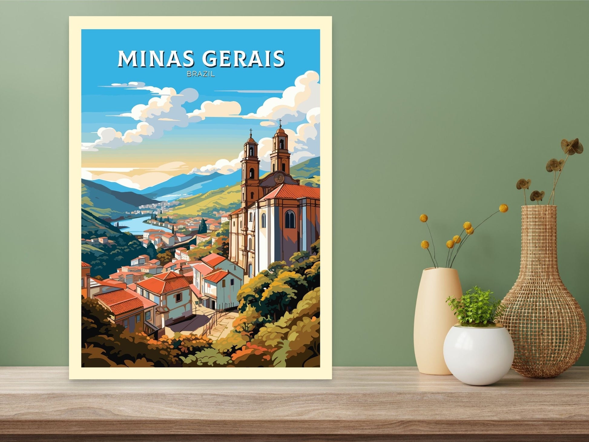 Minas Gerais Poster | Ouro Preto Print | Brazil Wall Art | Minas Gerais Brazil travel print | Birthday gift | Ouro Preto Brazil Art | ID 648