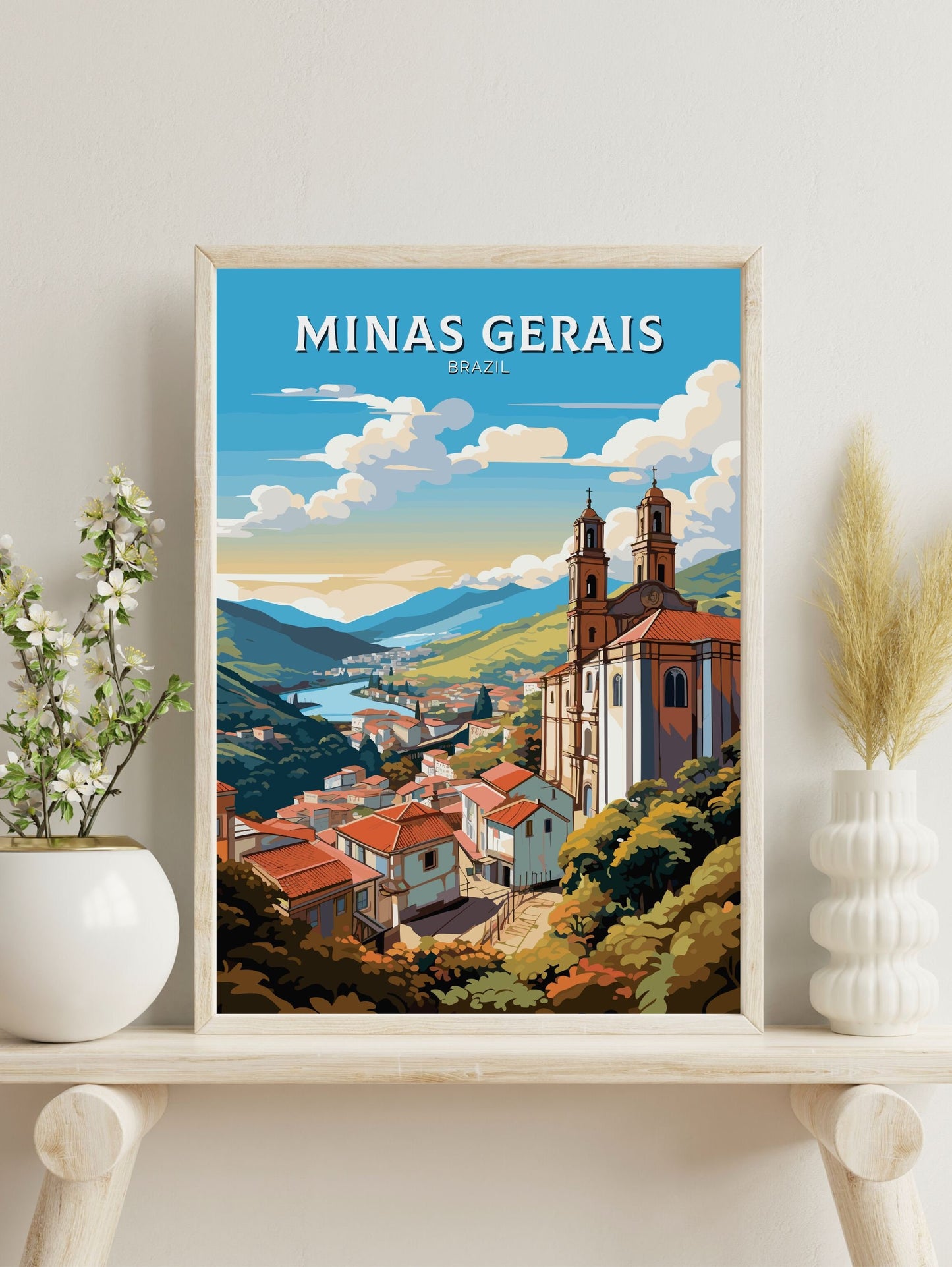 Minas Gerais Poster | Ouro Preto Print | Brazil Wall Art | Minas Gerais Brazil travel print | Birthday gift | Ouro Preto Brazil Art | ID 648