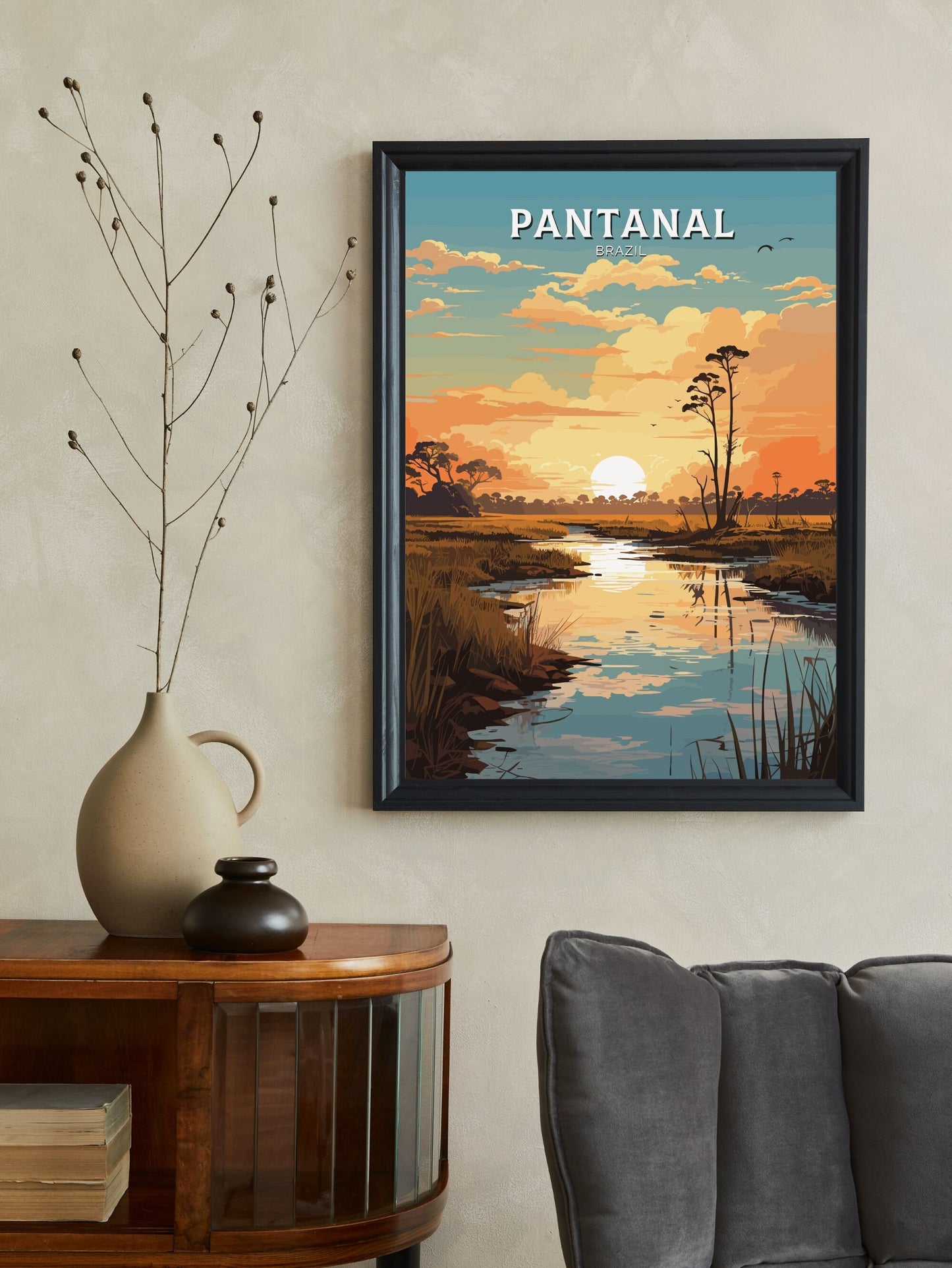 Pantanal Travel poster | Pantanal Print | Brazil Wall Art | Pantanal Brazil travel print | Housewarming gift Pantanal Brazil Print |ID 649