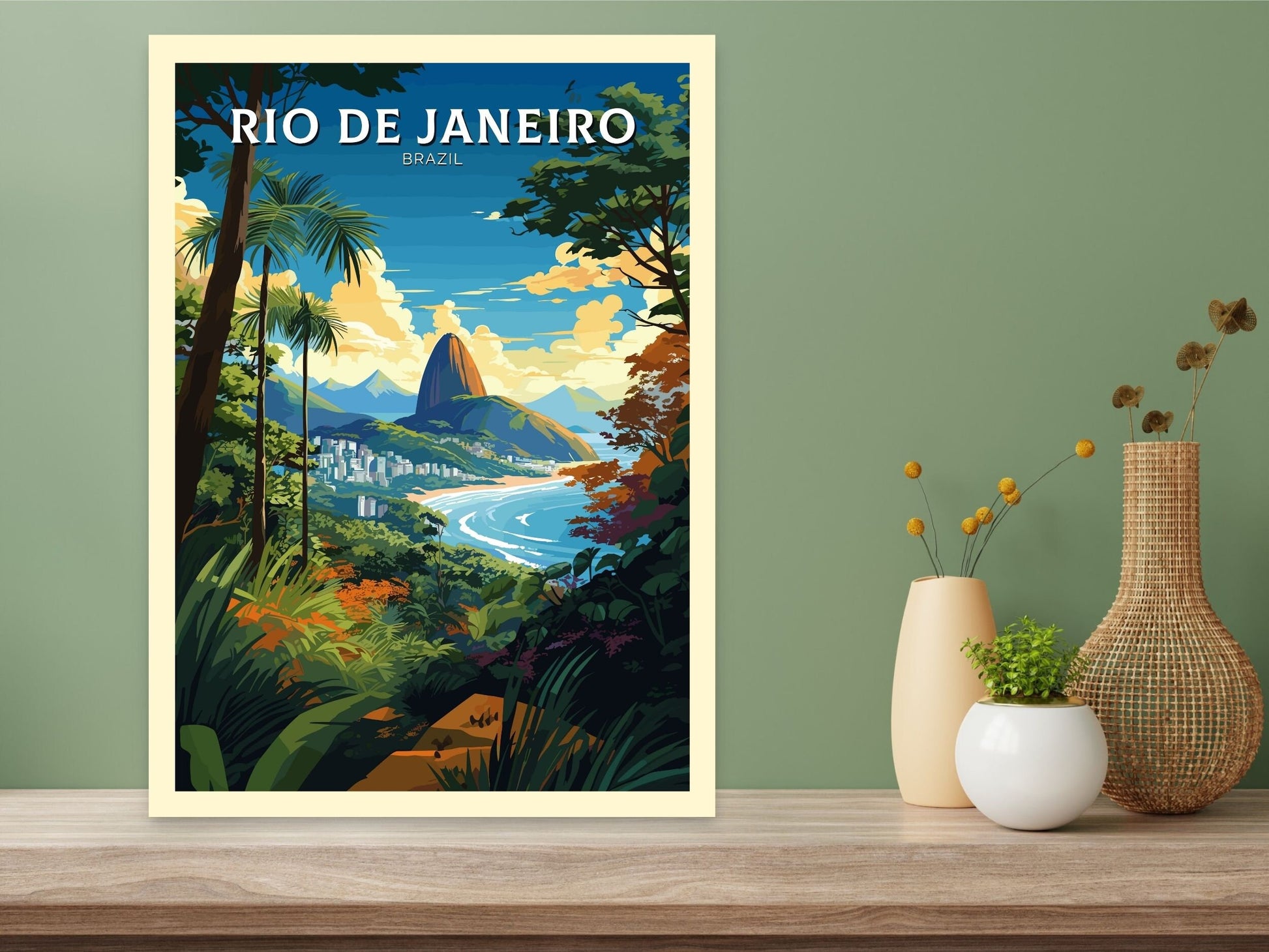 Rio De Janeiro Travel poster | Rio De Janeiro Print | Brazil Wall Art | Sugarloaf Mountain Rio de Janeiro Print | Housewarming gift | ID 670