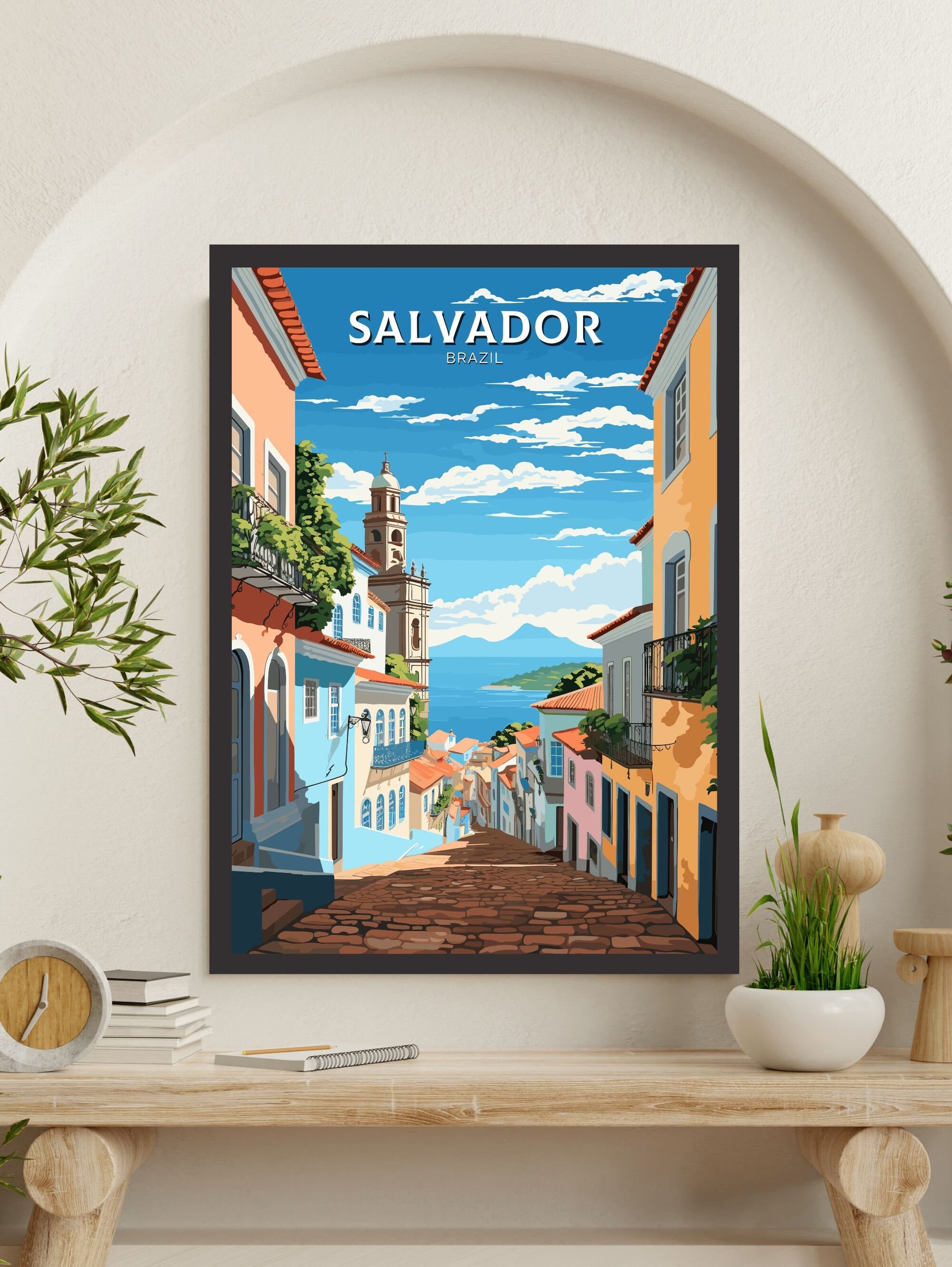 Salvador Travel Poster | Salvador Print | Brazil Wall Art | Salvador Brazil travel print | Housewarming gift | Salvador Wall Art | ID 671