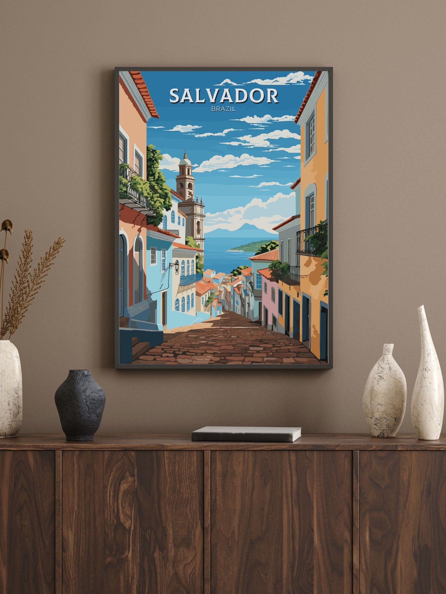 Salvador Travel Poster | Salvador Print | Brazil Wall Art | Salvador Brazil travel print | Housewarming gift | Salvador Wall Art | ID 671