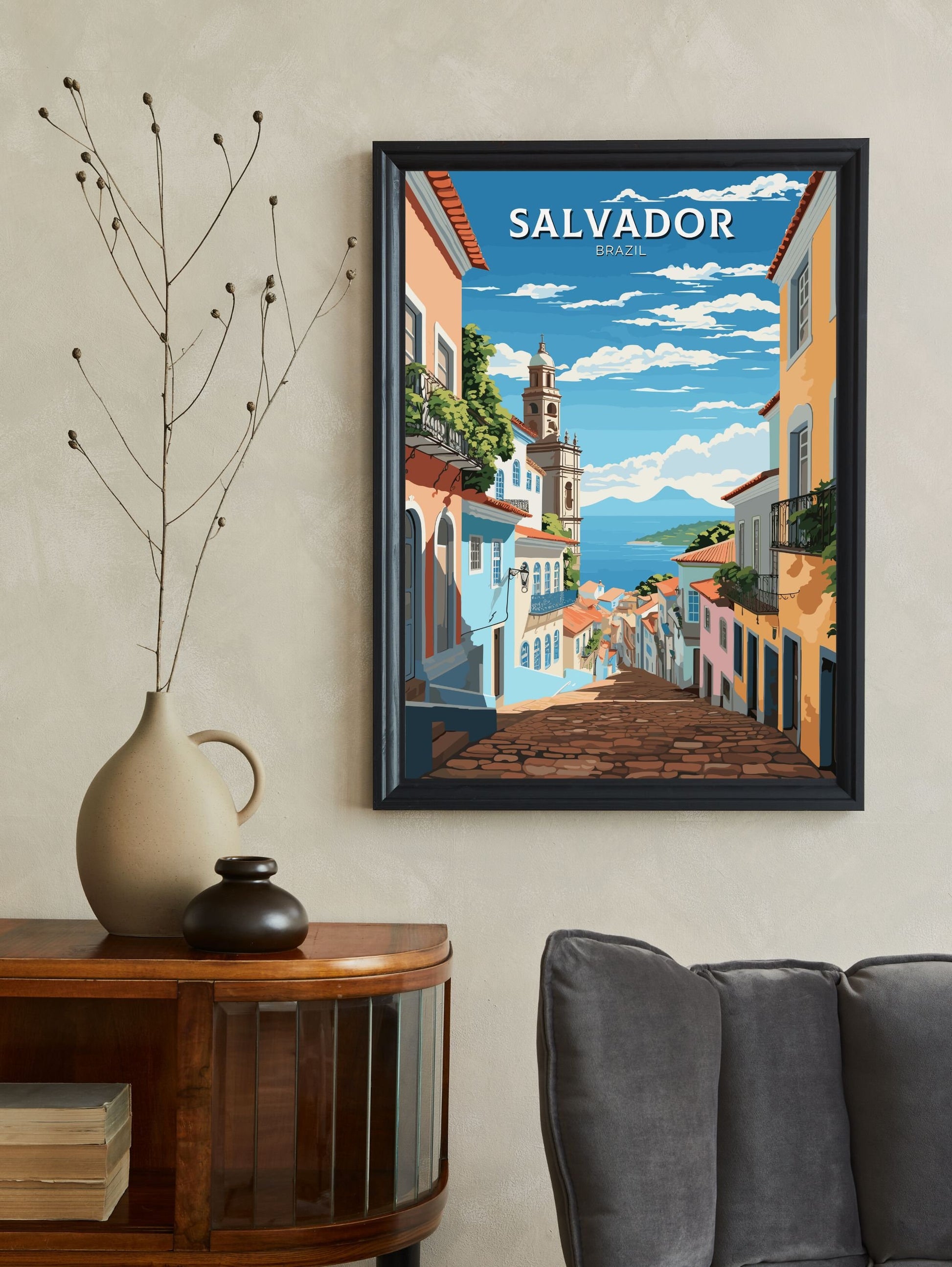 Salvador Travel Poster | Salvador Print | Brazil Wall Art | Salvador Brazil travel print | Housewarming gift | Salvador Wall Art | ID 671