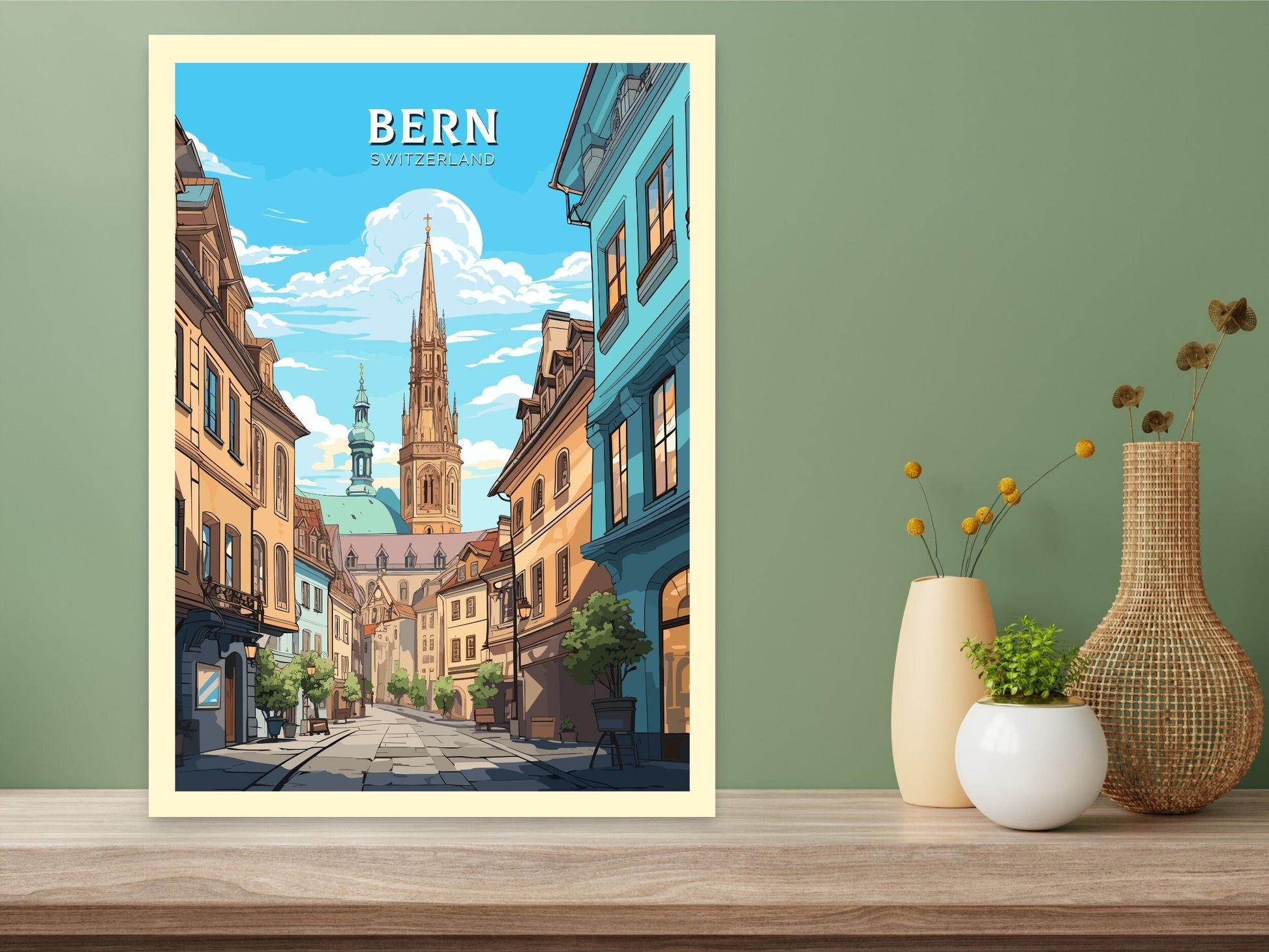 Bern Travel Poster | Bern Travel Print | Bern Illustration | Bern Wall Art | Switzerland Print | Bern Artwork | Switzerland Poster | ID 673