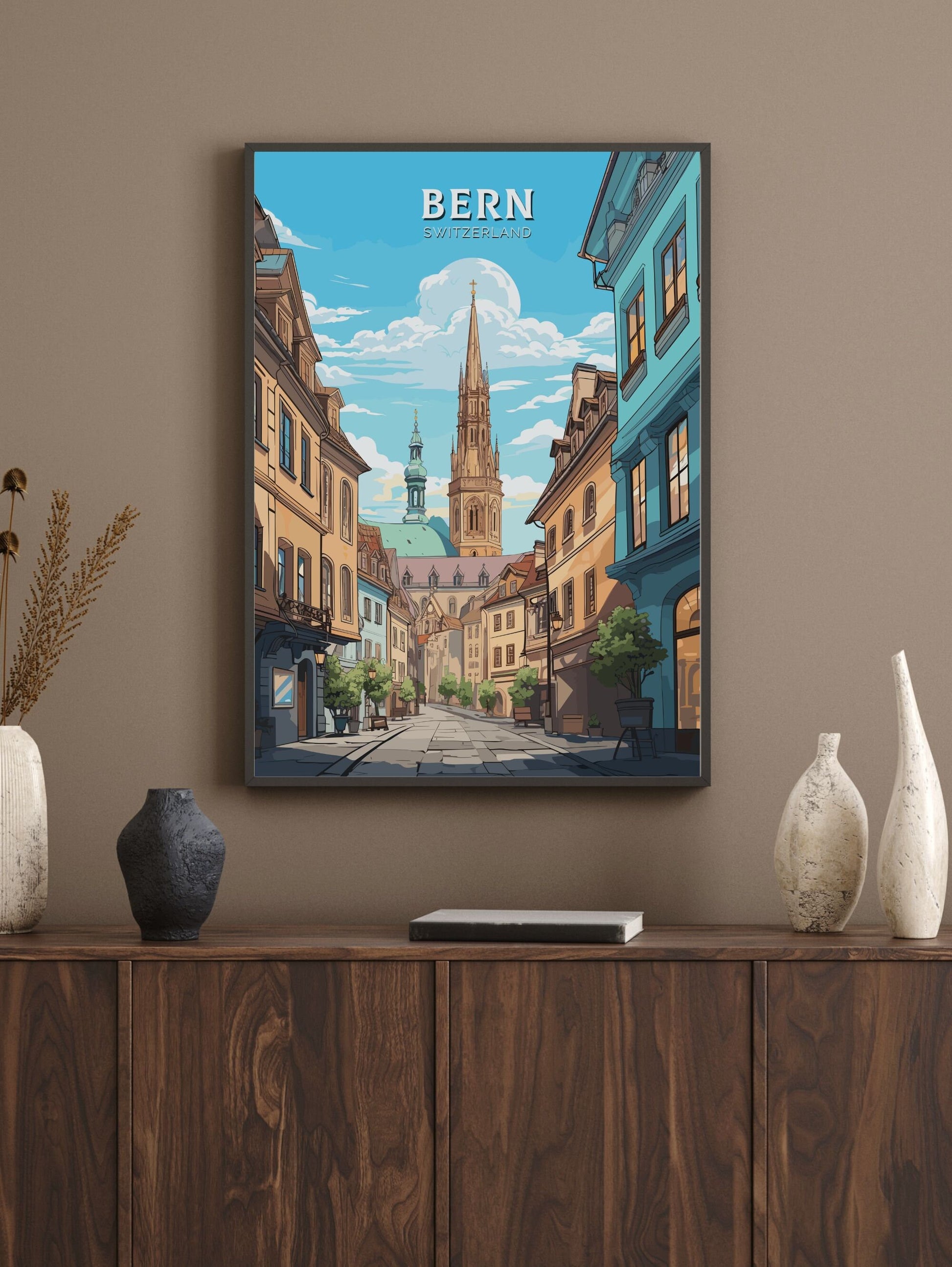 Bern Travel Poster | Bern Travel Print | Bern Illustration | Bern Wall Art | Switzerland Print | Bern Artwork | Switzerland Poster | ID 673