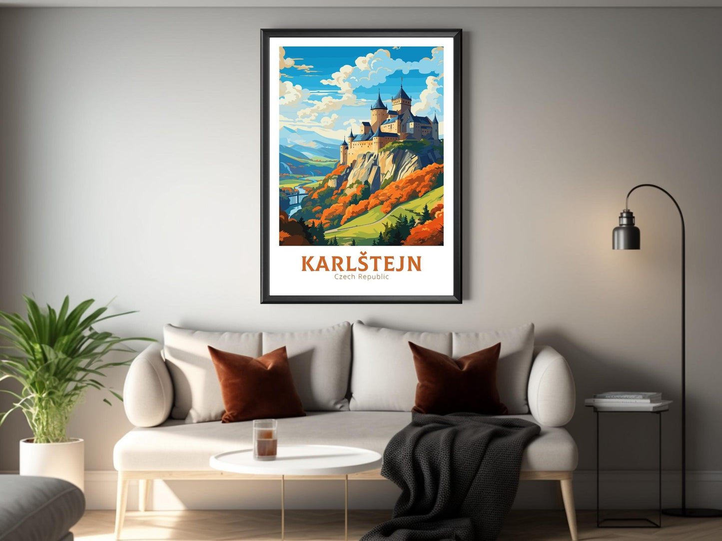 Karlštejn Print | Karlštejn Poster | Karlštejn Illustration | Karlštejn Castle Wall Art | Czechia Print | Karlštejn Castle Poster | ID 657