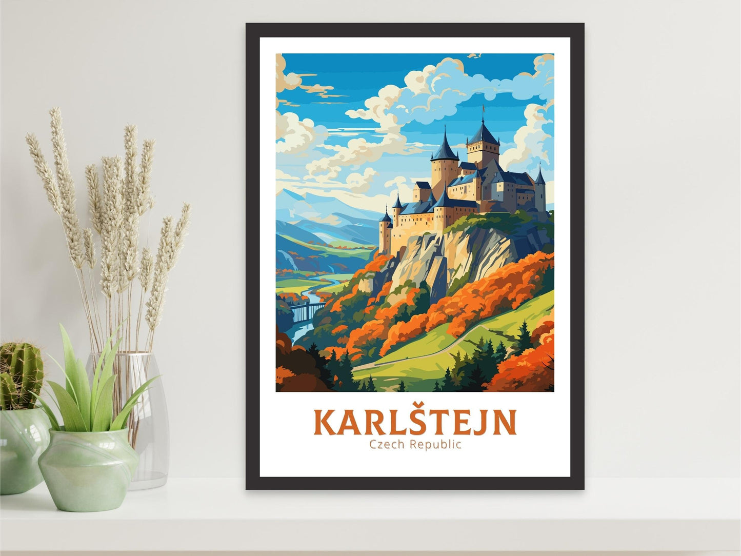 Karlštejn Print | Karlštejn Poster | Karlštejn Illustration | Karlštejn Castle Wall Art | Czechia Print | Karlštejn Castle Poster | ID 657