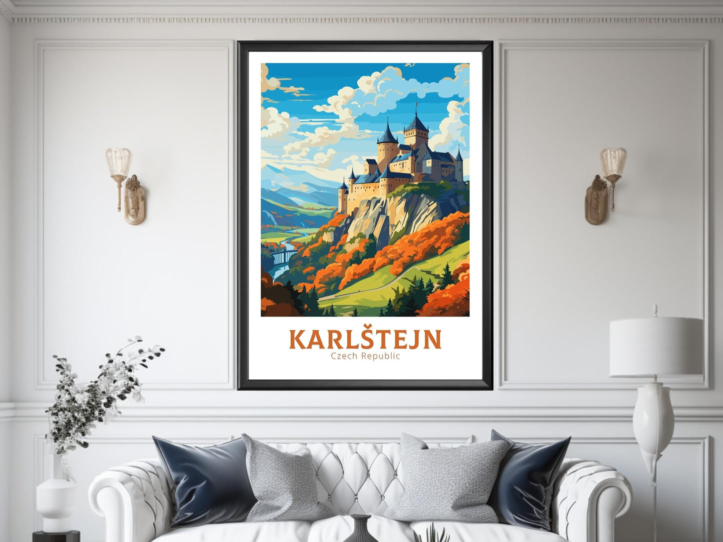 Karlštejn Print | Karlštejn Poster | Karlštejn Illustration | Karlštejn Castle Wall Art | Czechia Print | Karlštejn Castle Poster | ID 657