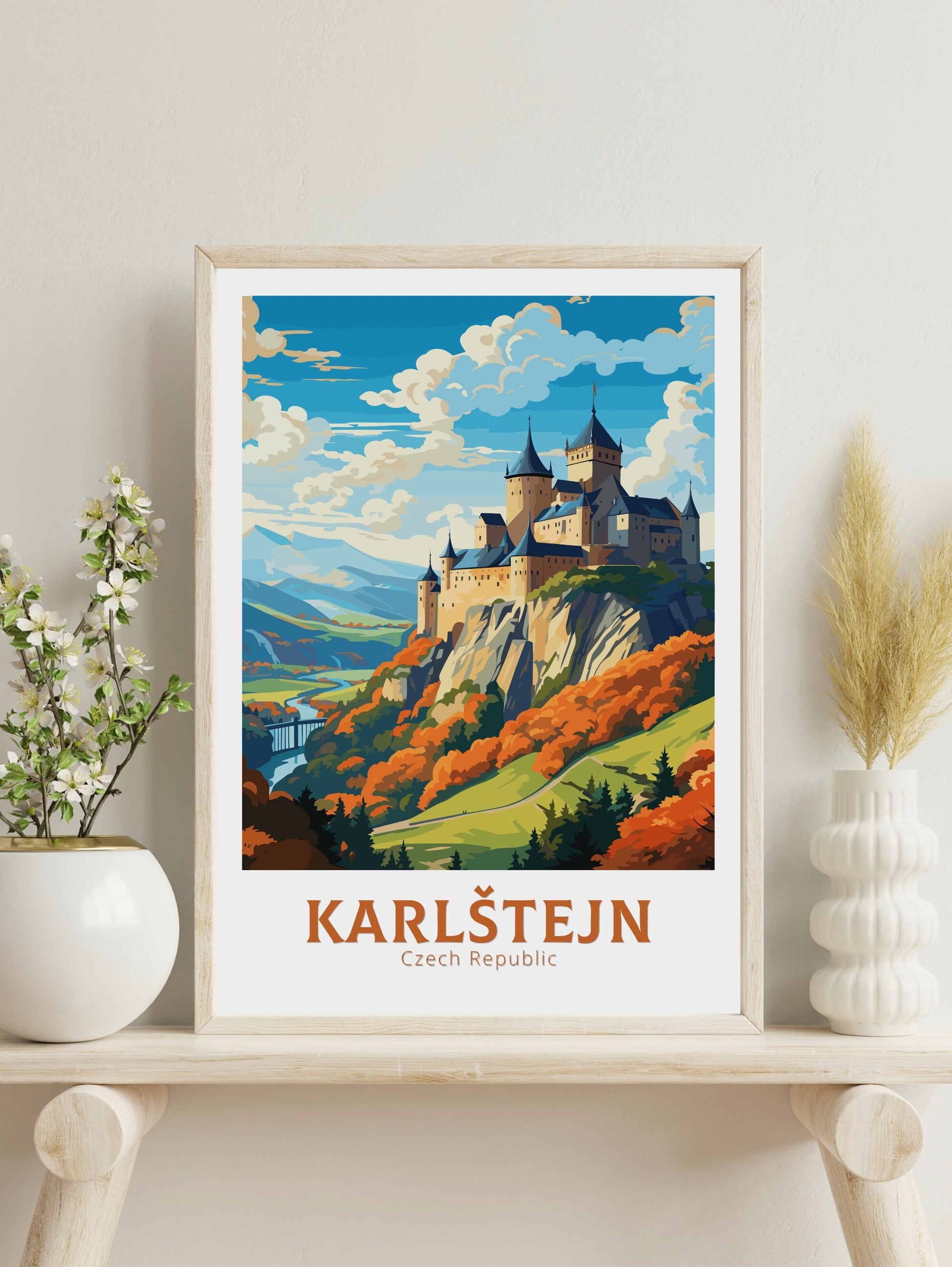 Karlštejn Print | Karlštejn Poster | Karlštejn Illustration | Karlštejn Castle Wall Art | Czechia Print | Karlštejn Castle Poster | ID 657