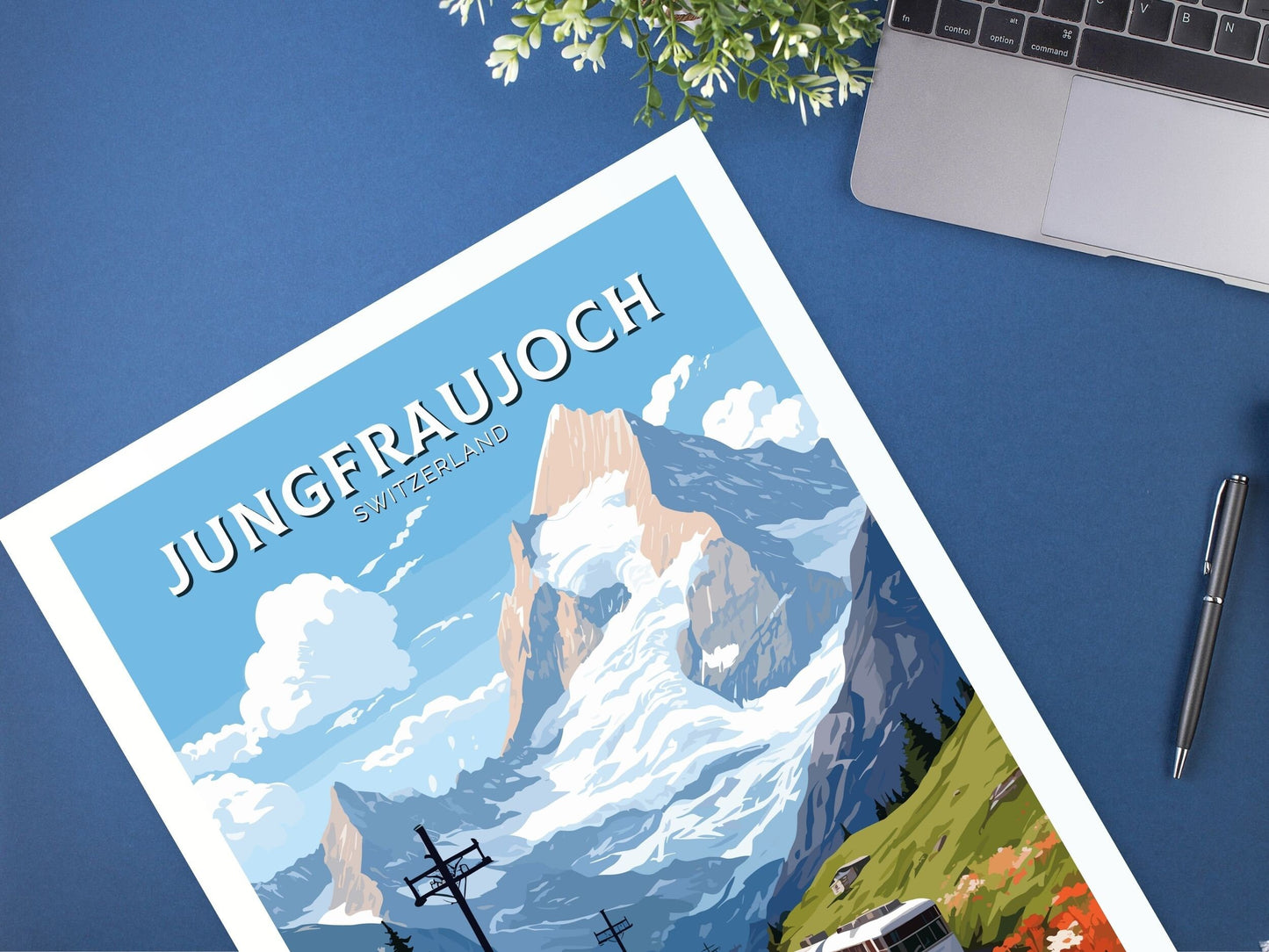 Jungfraujoc Poster | Jungfraujoc Print | Jungfraujoc Illustration | Jungfraujoc Wall Art | Switzerland Print | Jungfraujoc Artwork | ID 676