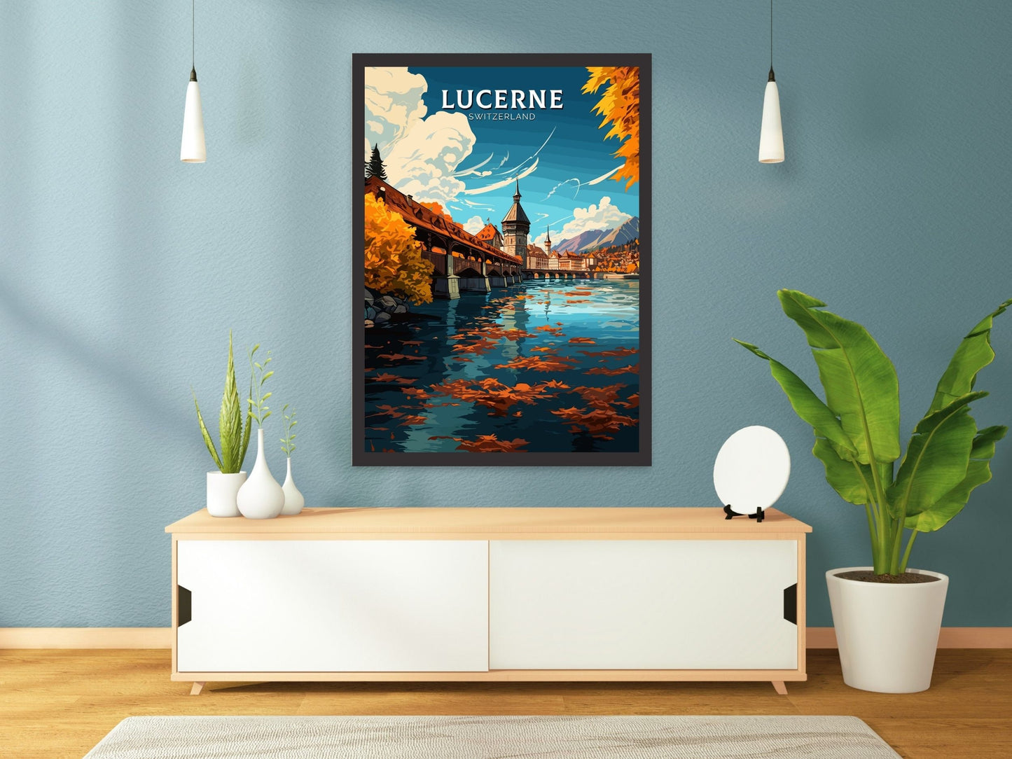 Lucerne Travel Poster | Lucerne Travel Print | Lucerne Illustration | Lucerne Wall Art | Switzerland Print | Lucerne Artwork | ID 678