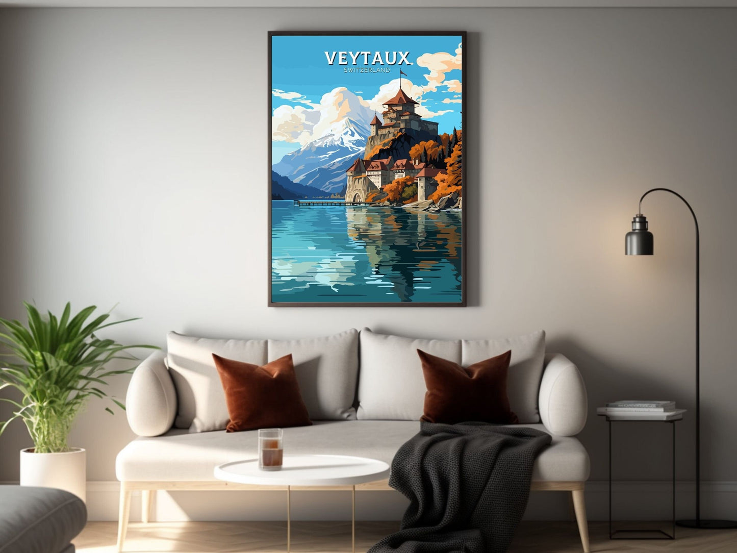 Veytaux Travel Poster | Veytaux Travel Print | Veytaux Illustration | Veytaux Wall Art | Switzerland Print | Veytaux Artwork | ID 680