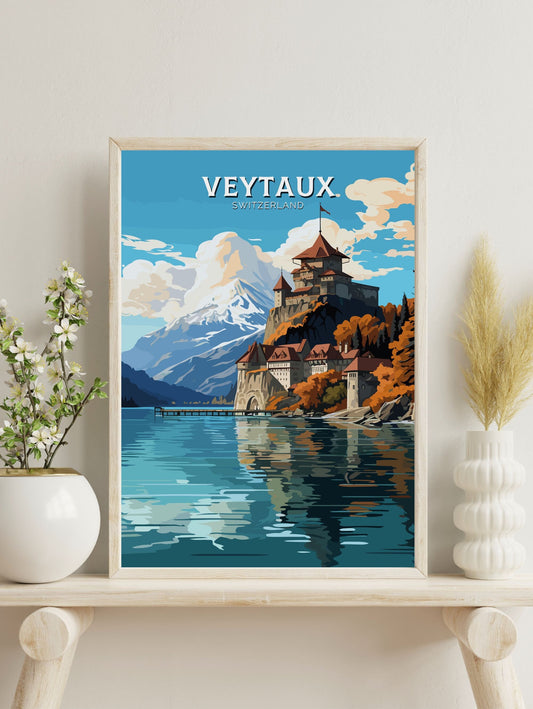 Veytaux Travel Poster | Veytaux Travel Print | Veytaux Illustration | Veytaux Wall Art | Switzerland Print | Veytaux Artwork | ID 680