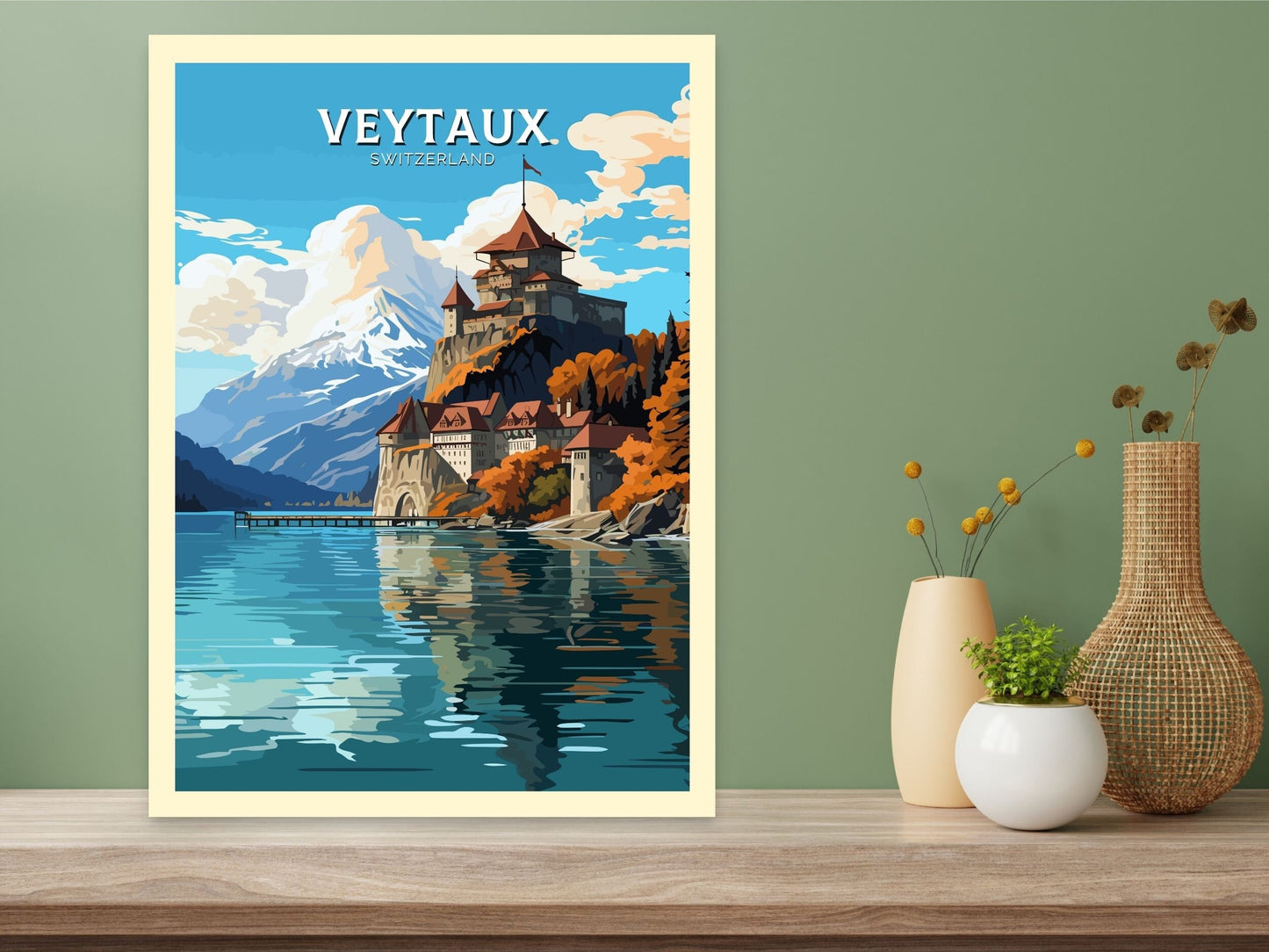 Veytaux Travel Poster | Veytaux Travel Print | Veytaux Illustration | Veytaux Wall Art | Switzerland Print | Veytaux Artwork | ID 680