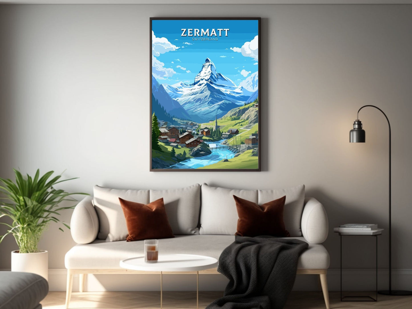 Zermatt Travel Poster | Zermatt Travel Print | Zermatt Illustration | Zermatt Wall Art | Switzerland Print | Zermatt Artwork | ID 681