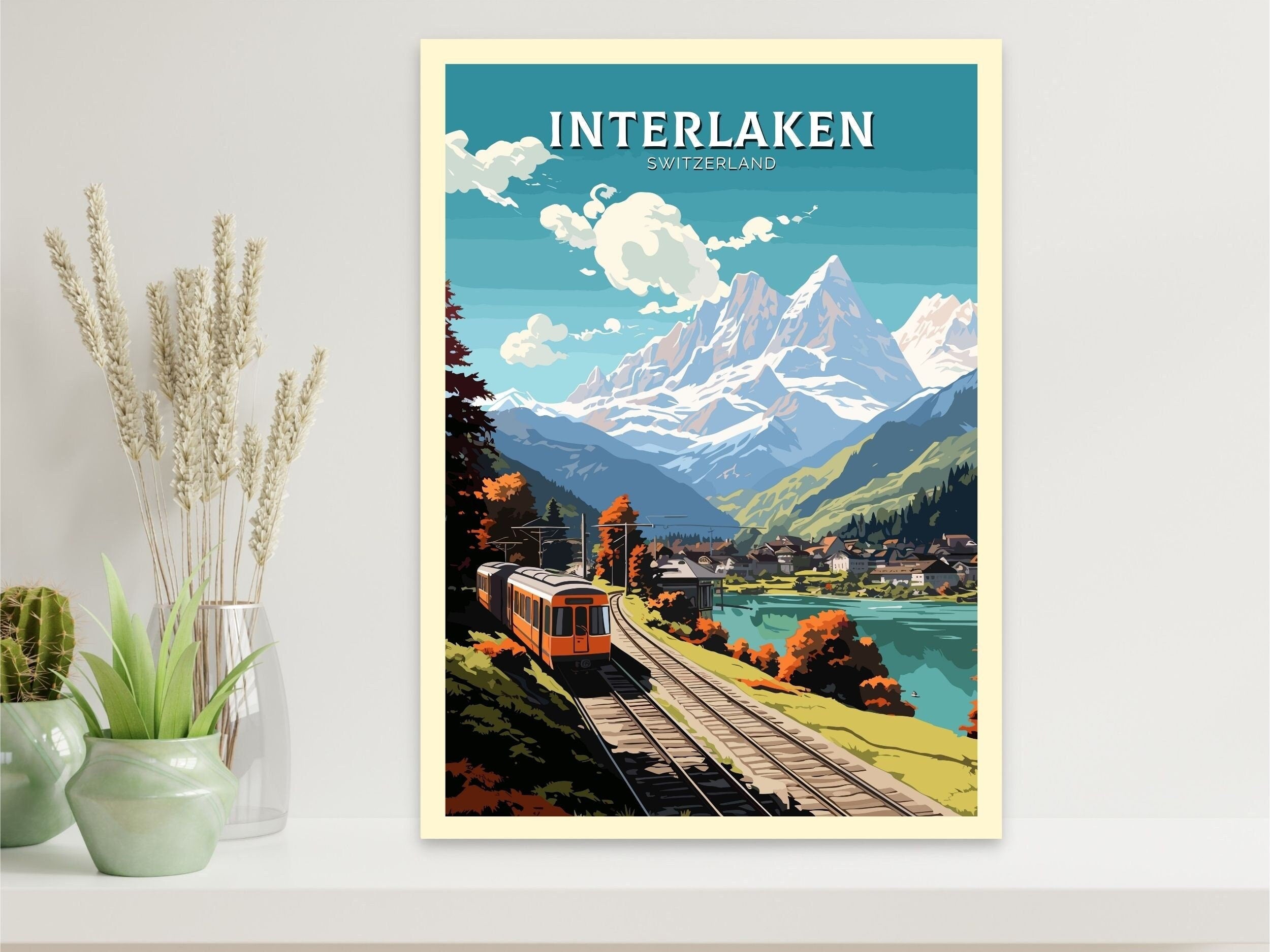 Interlaken Travel Poster | Interlaken Print | Interlaken Illustration ...