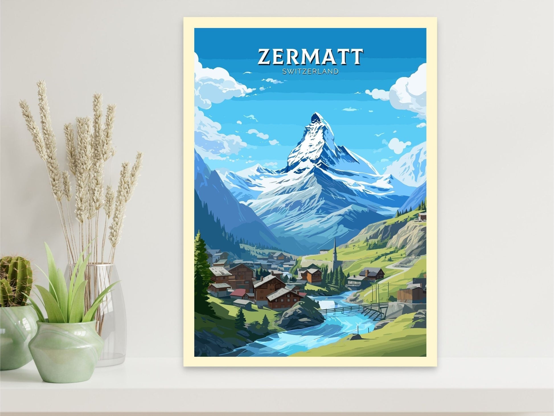 Zermatt Travel Poster | Zermatt Travel Print | Zermatt Illustration | Zermatt Wall Art | Switzerland Print | Zermatt Artwork | ID 681