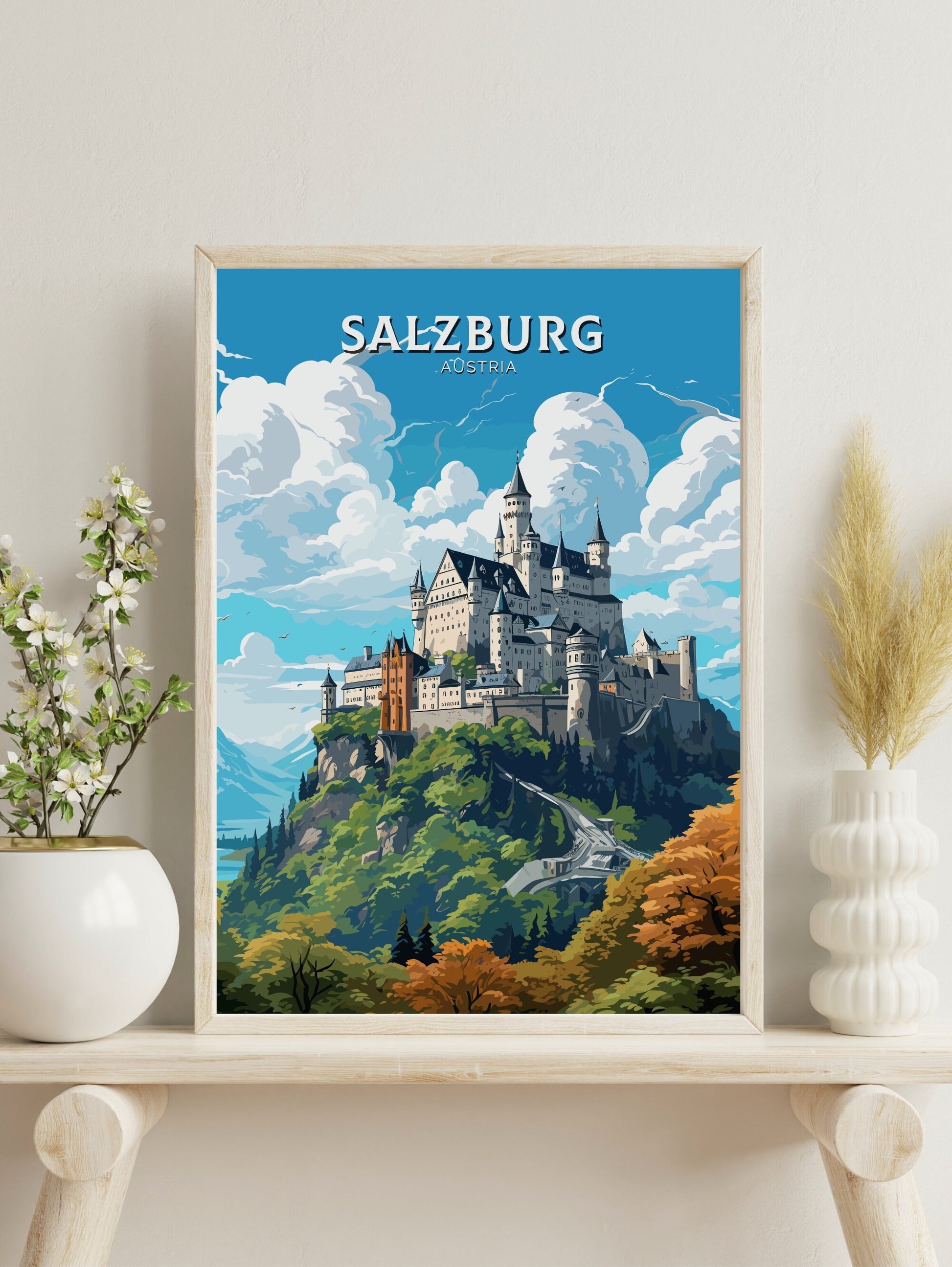 Salzburg Poster | Salzburg Art | Salzburg Print | Salzburg Wall Art | Salzburg Illustration | Austria Poster | Hohensalzburg Castle ID 658