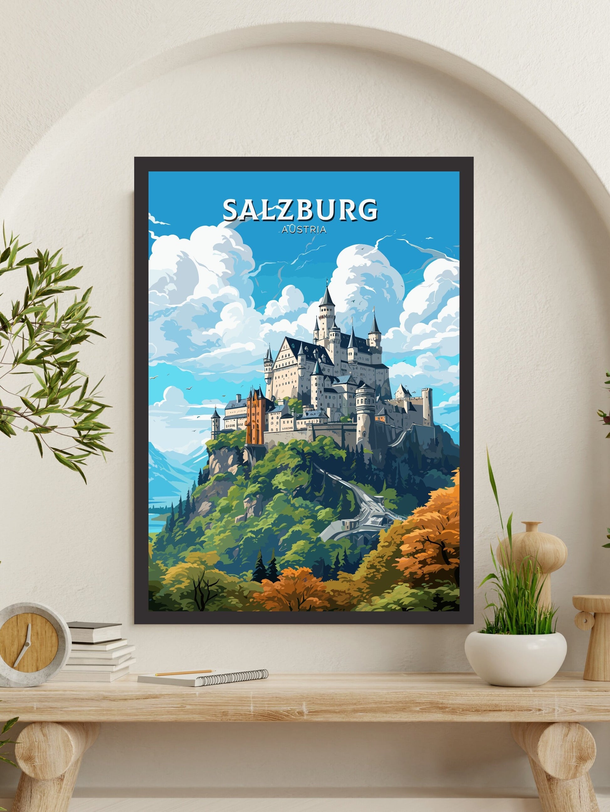 Salzburg Poster | Salzburg Art | Salzburg Print | Salzburg Wall Art | Salzburg Illustration | Austria Poster | Hohensalzburg Castle ID 658