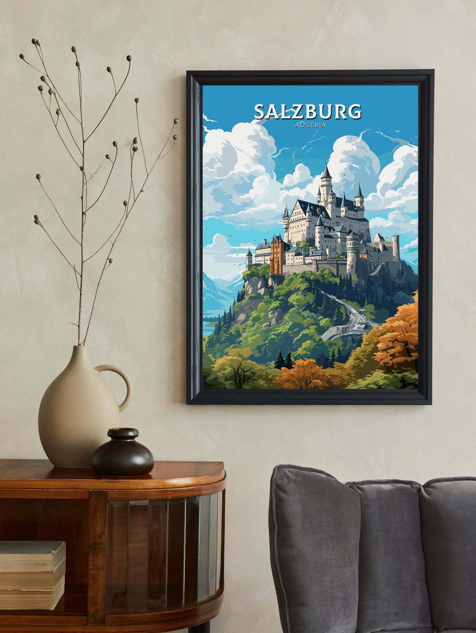 Salzburg Poster | Salzburg Art | Salzburg Print | Salzburg Wall Art | Salzburg Illustration | Austria Poster | Hohensalzburg Castle ID 658