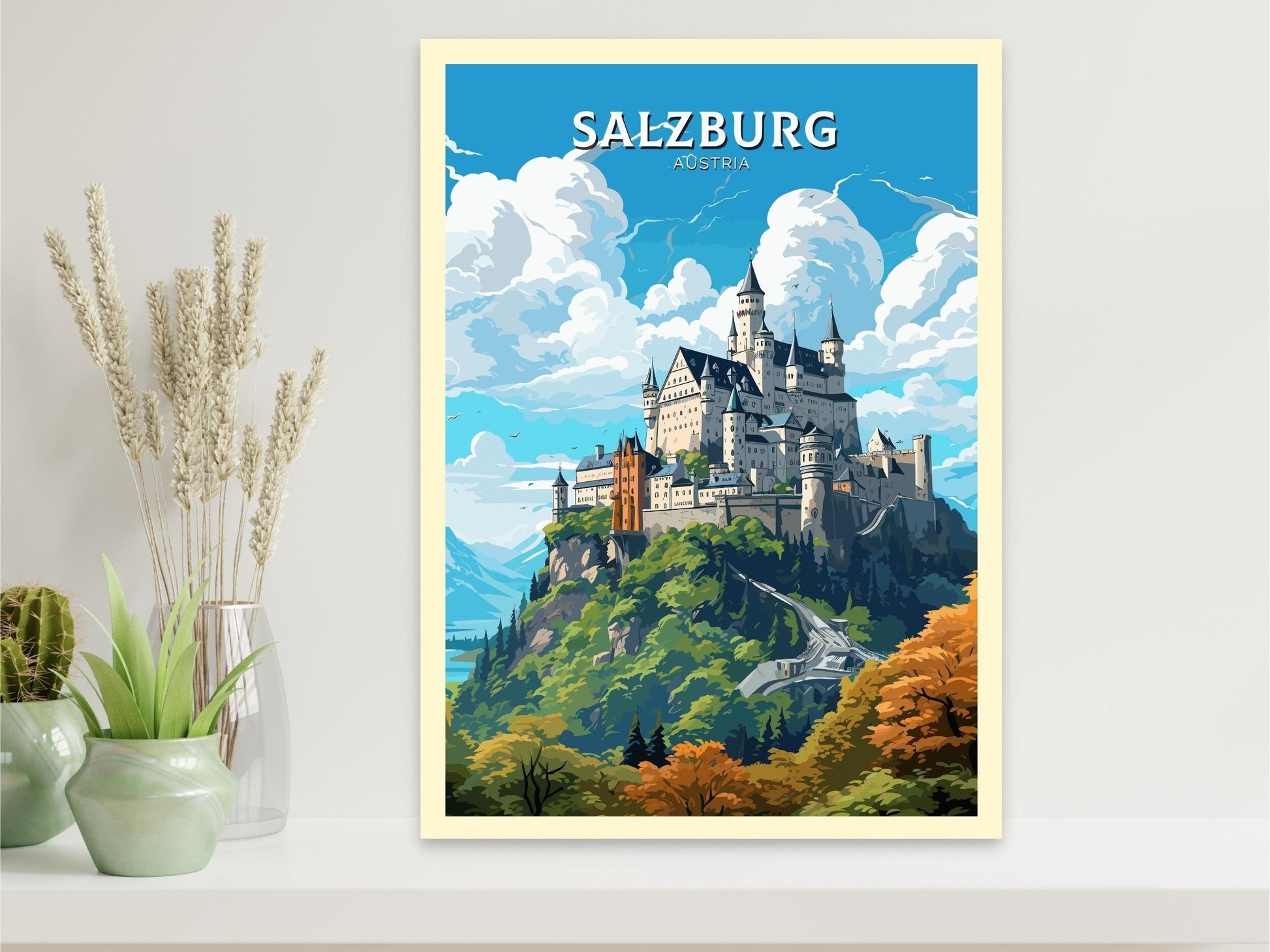 Salzburg Poster | Salzburg Art | Salzburg Print | Salzburg Wall Art | Salzburg Illustration | Austria Poster | Hohensalzburg Castle ID 658