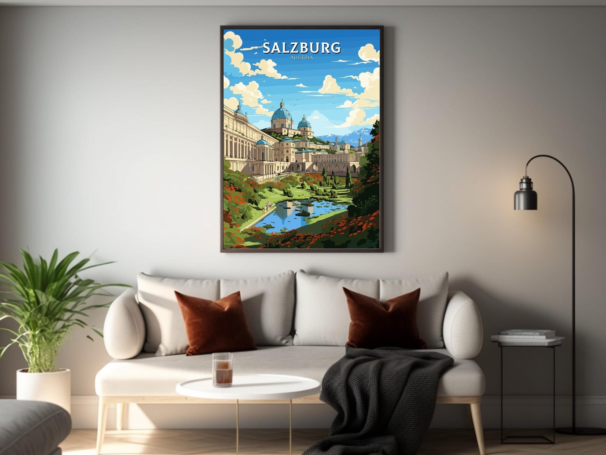 Salzburg Poster | Salzburg Wall Art | Salzburg Art | Salzburg Print | Illustration | Austria Poster | Mirabell Palace and Gardens ID 660