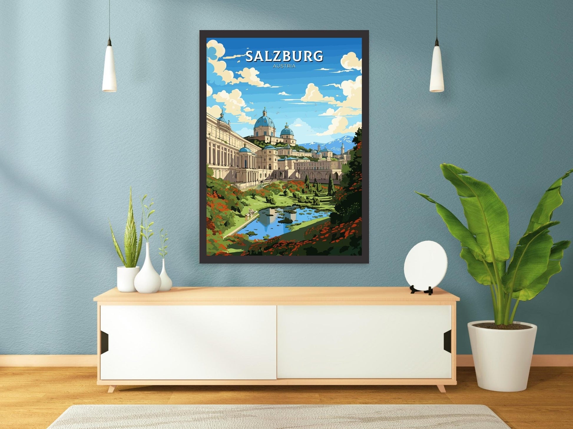 Salzburg Poster | Salzburg Wall Art | Salzburg Art | Salzburg Print | Illustration | Austria Poster | Mirabell Palace and Gardens ID 660