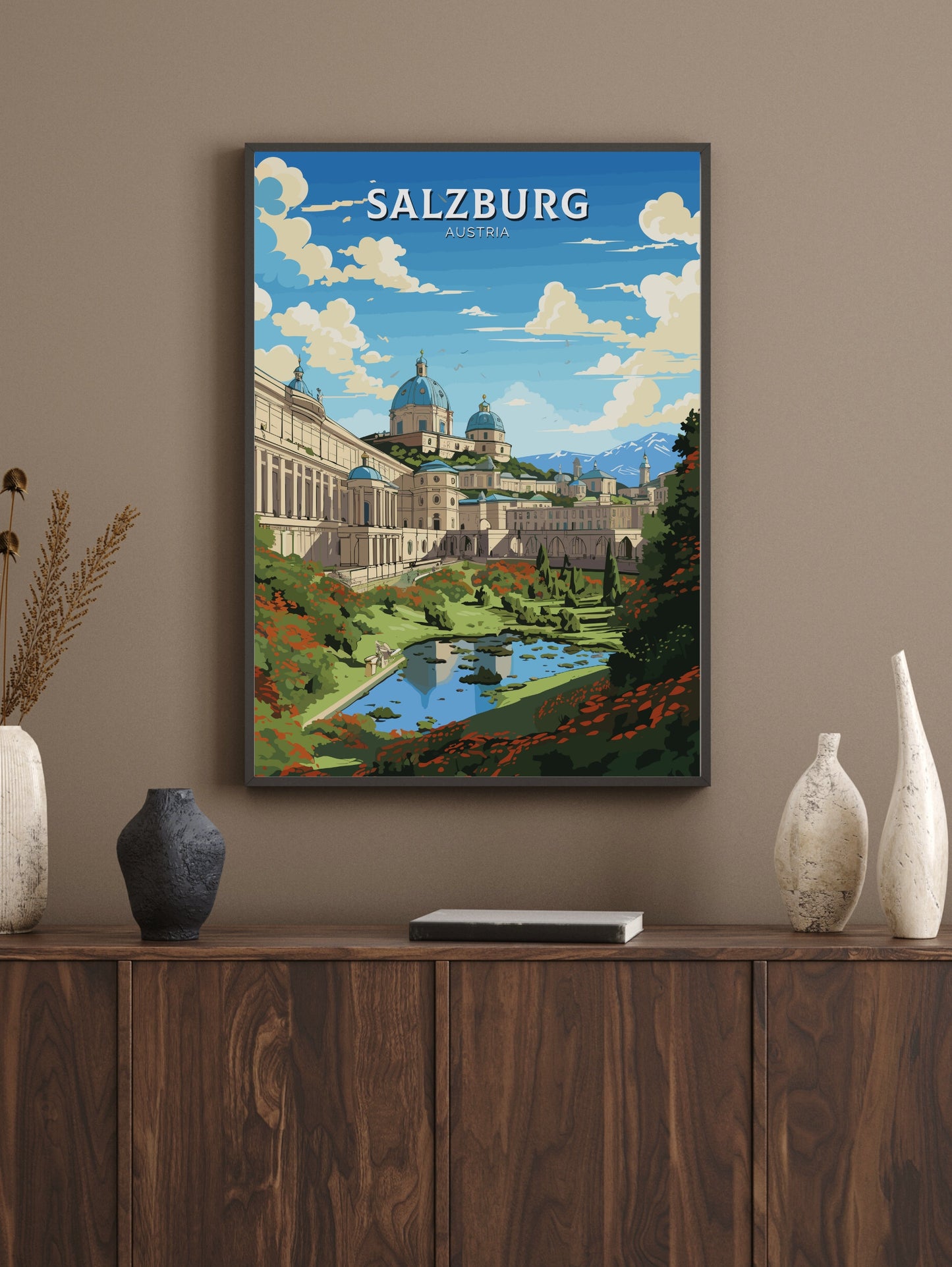 Salzburg Poster | Salzburg Wall Art | Salzburg Art | Salzburg Print | Illustration | Austria Poster | Mirabell Palace and Gardens ID 660