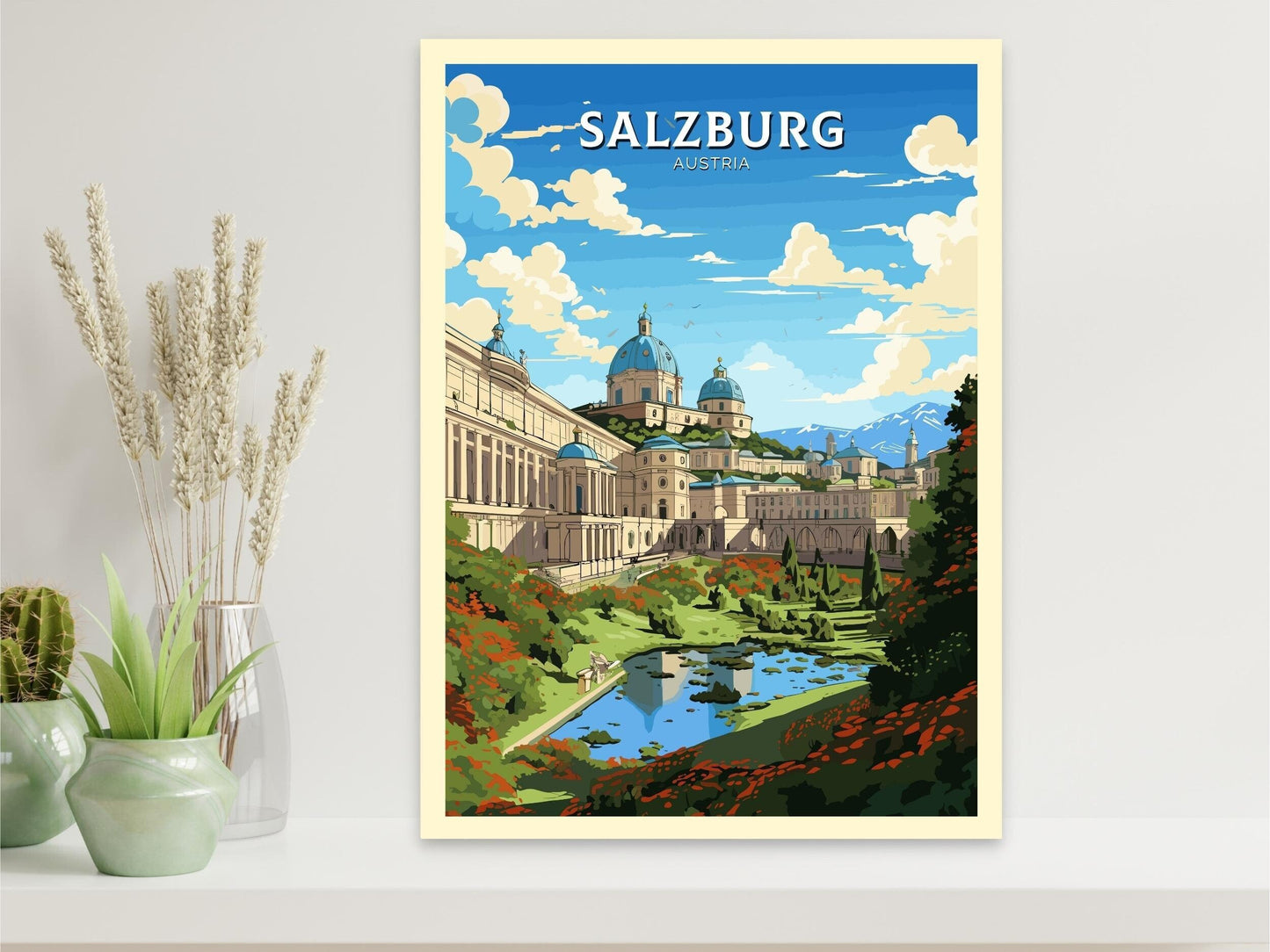 Salzburg Poster | Salzburg Wall Art | Salzburg Art | Salzburg Print | Illustration | Austria Poster | Mirabell Palace and Gardens ID 660