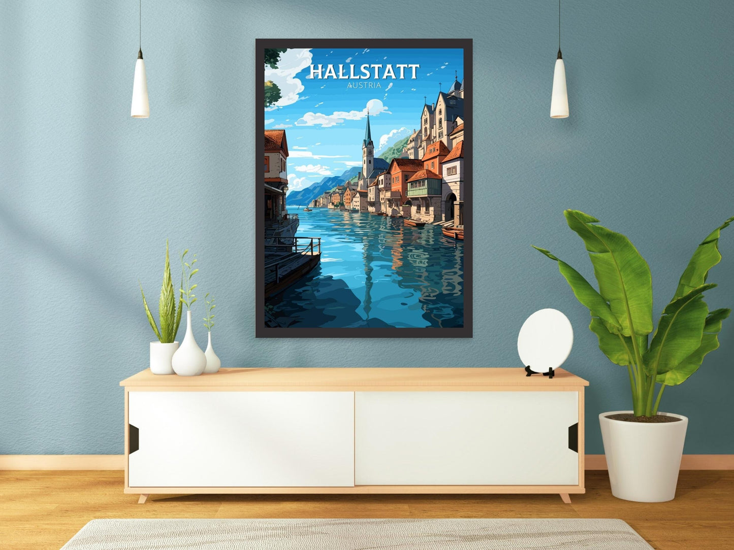 Hallstatt Austria Travel Print | Hallstatt Illustration | Hallstatt Wall Art | Austria Print | Hallstatt Print| Hallstatt Painting | ID 028