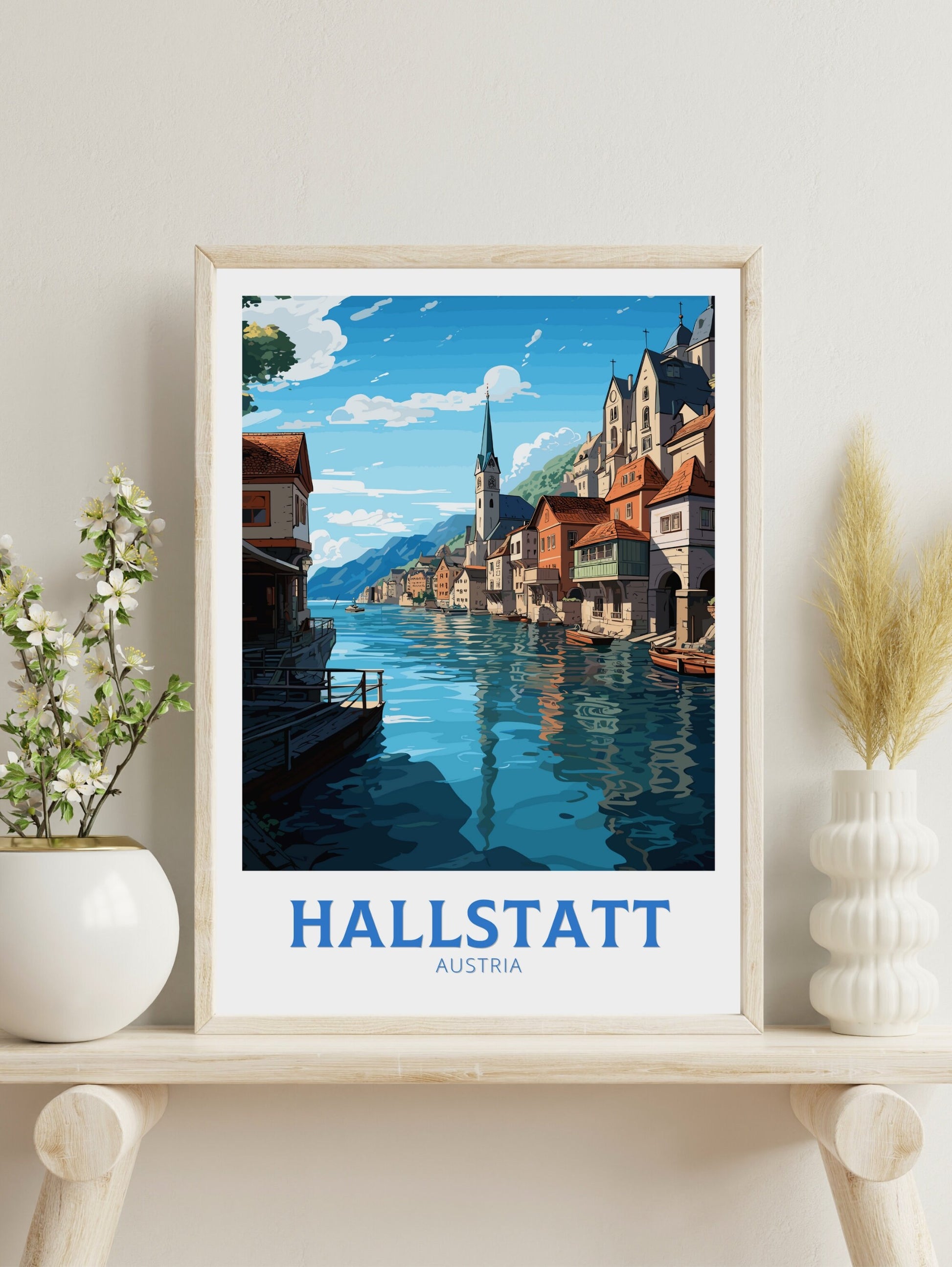 Hallstatt Austria Travel Poster | Hallstatt Illustration | Hallstatt Wall Art | Austria Poster | Hallstatt Poster | Hallstatt Print | ID 189