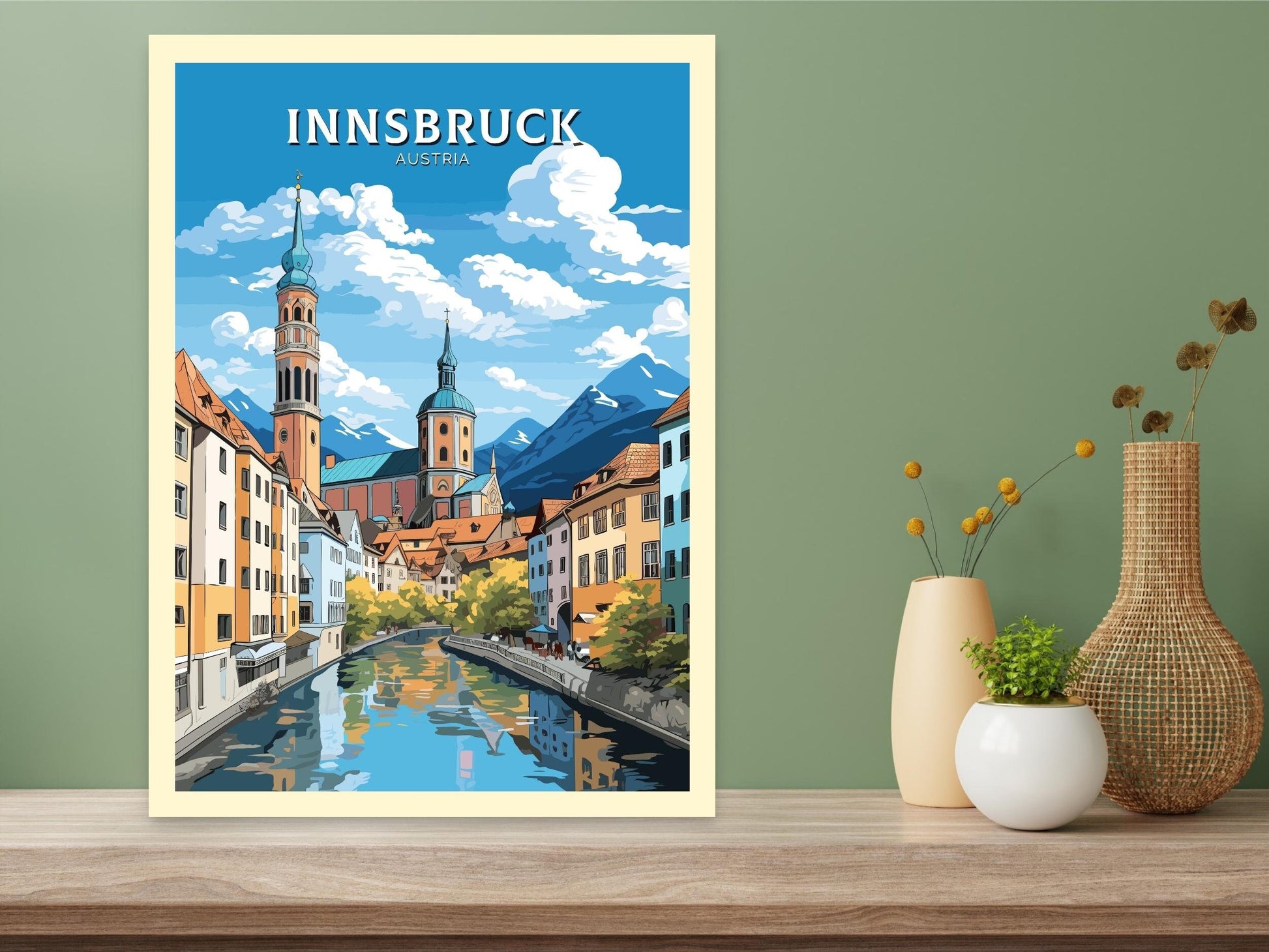 Innsbruck Poster | Innsbruck Wall Art | Innsbruck Art | Innsbruck Print | Illustration | Austria Poster | Innsbruck Old Town ID 661