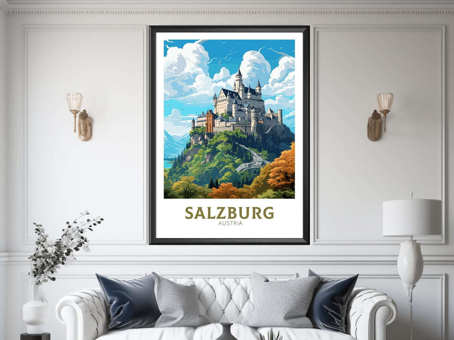 Salzburg Print | Salzburg Poster | Salzburg Decor | Salzburg Wall Art | Salzburg Illustration | Austria Poster | Hohensalzburg Castle ID 665