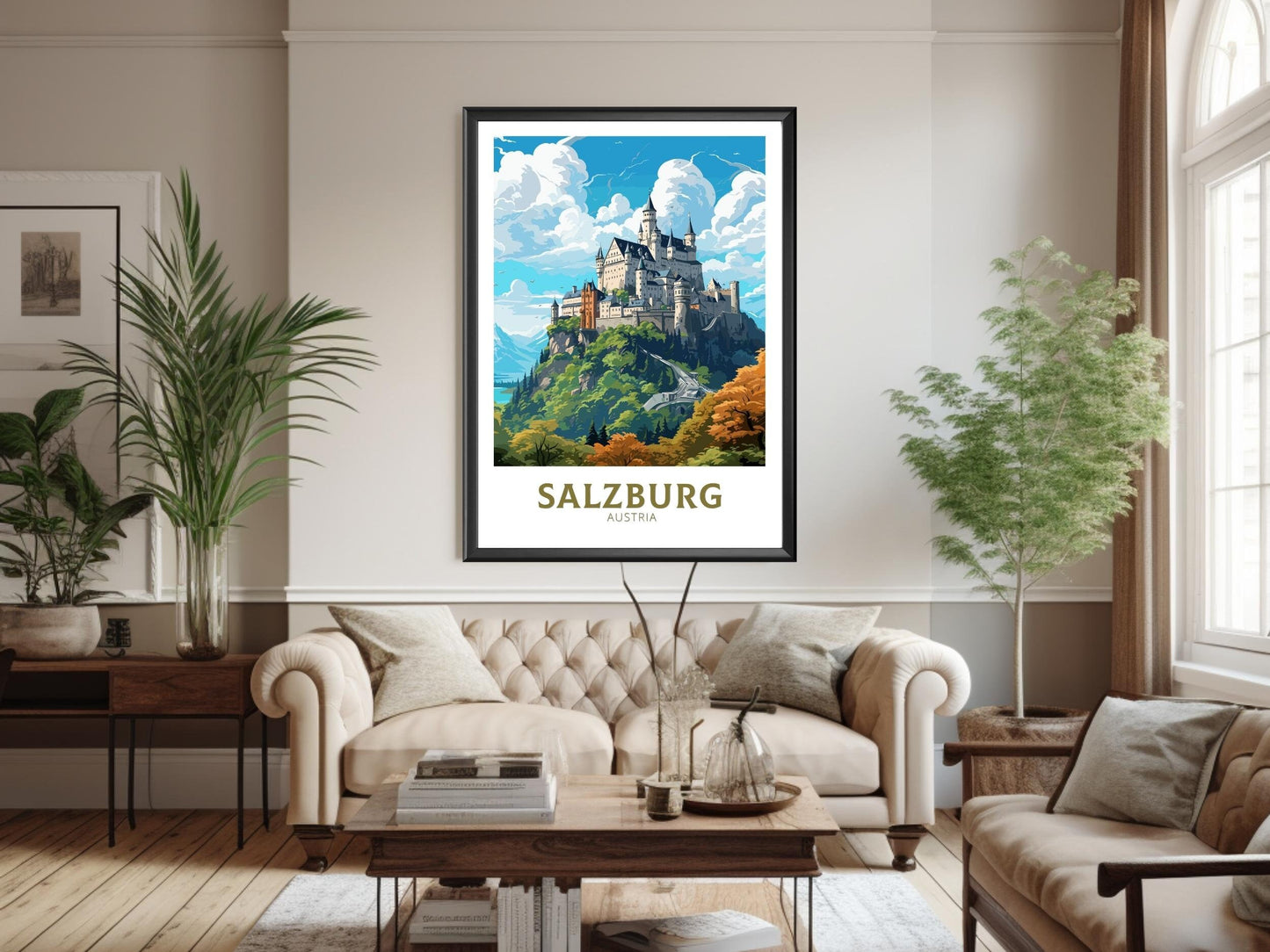 Salzburg Print | Salzburg Poster | Salzburg Decor | Salzburg Wall Art | Salzburg Illustration | Austria Poster | Hohensalzburg Castle ID 665