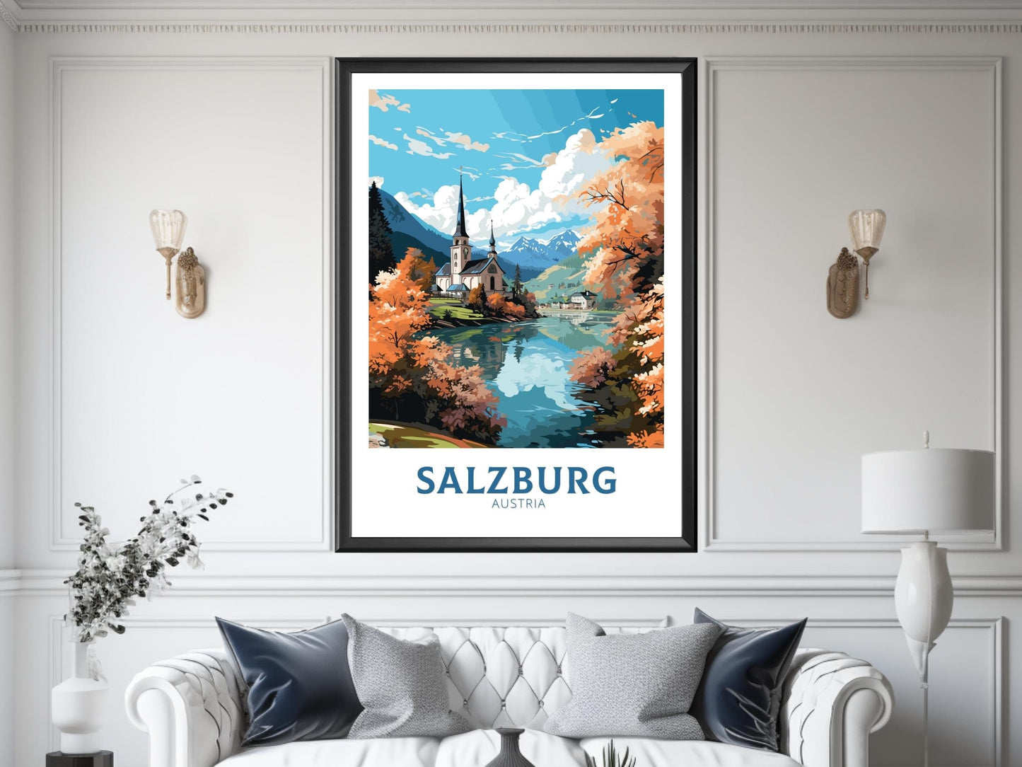 Salzburg Poster | Salzburg Print | Salzburg Art | Salzburg Wall Art | Salzburg Illustration | Austria Poster | Lake Wolfgang | ID 666