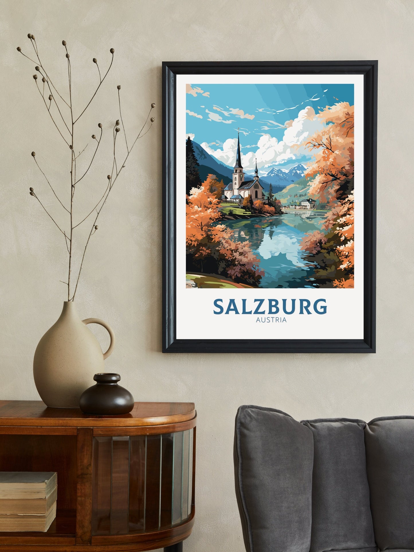 Salzburg Poster | Salzburg Print | Salzburg Art | Salzburg Wall Art | Salzburg Illustration | Austria Poster | Lake Wolfgang | ID 666