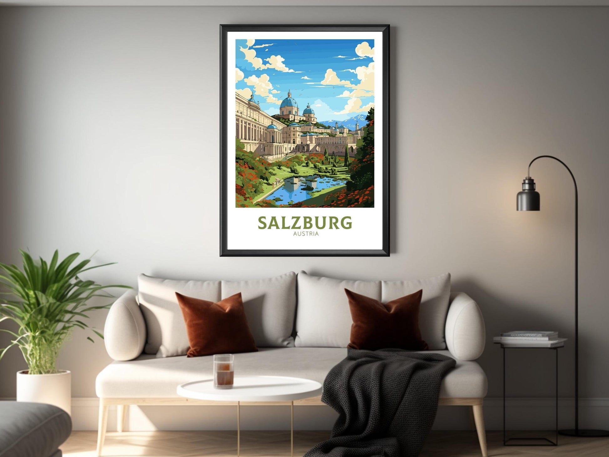 Salzburg Print | Salzburg Poster | Salzburg Wall Art | Salzburg Illustration | Austria Poster | Mirabell Palace and Gardens ID 667