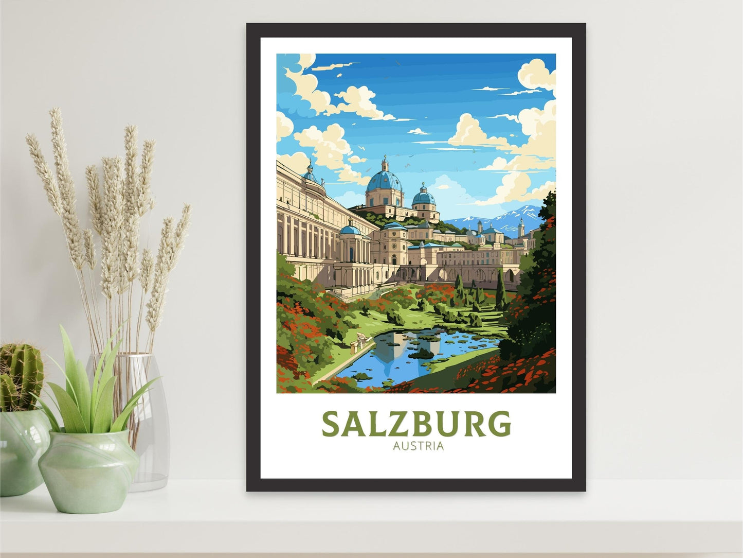 Salzburg Print | Salzburg Poster | Salzburg Wall Art | Salzburg Illustration | Austria Poster | Mirabell Palace and Gardens ID 667