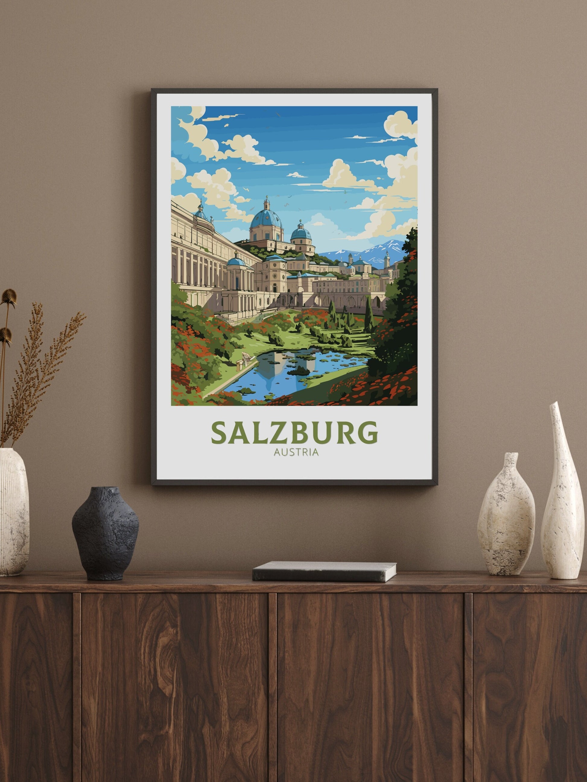 Salzburg Print | Salzburg Poster | Salzburg Wall Art | Salzburg Illustration | Austria Poster | Mirabell Palace and Gardens ID 667